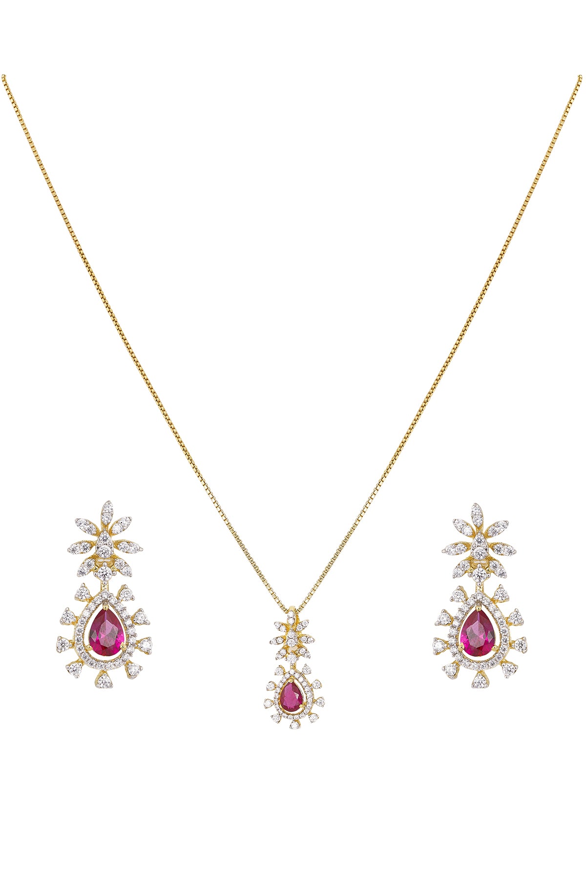 Pink & Gold Drop Pendant Set