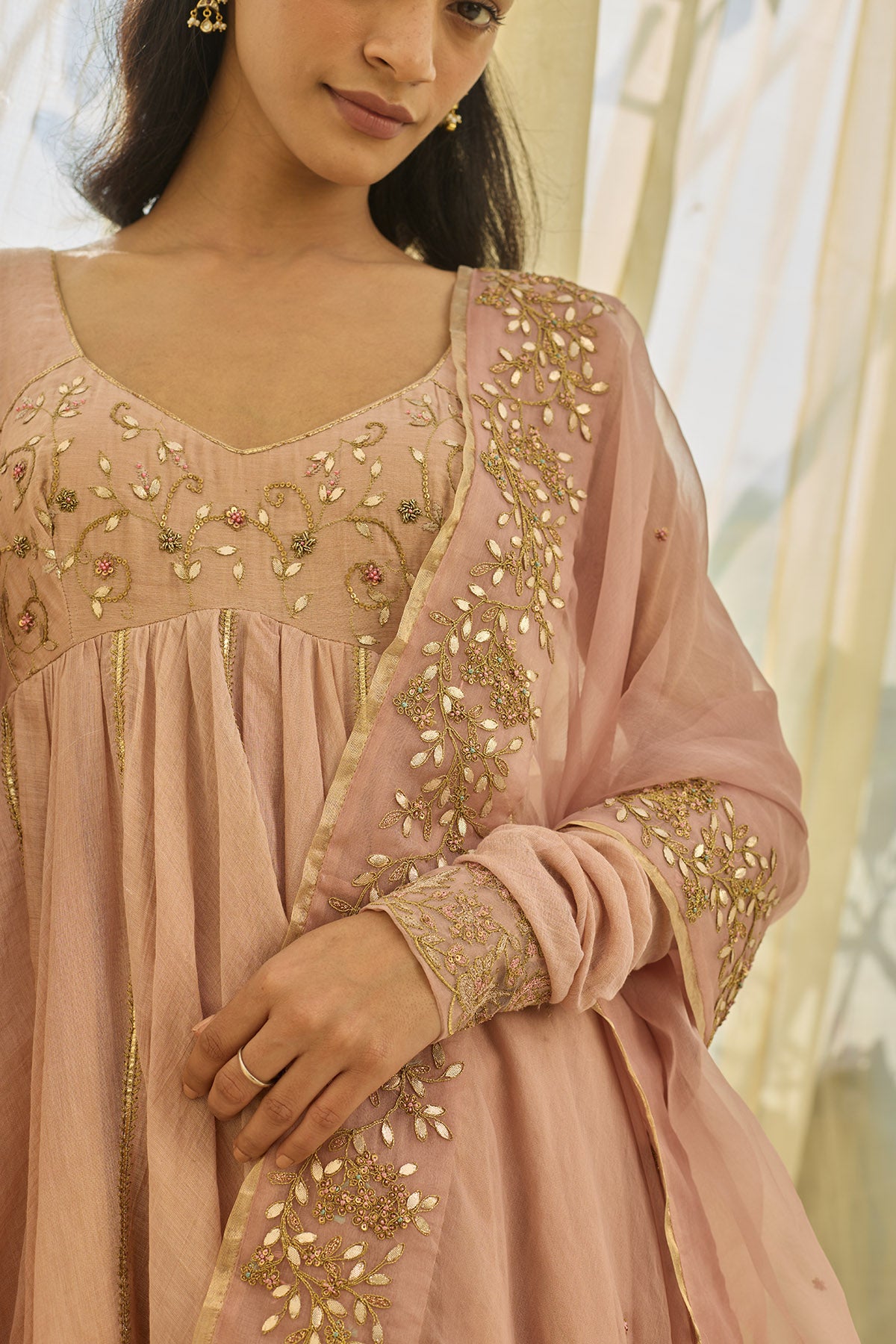 Pink Gota Applique Anarkali Set