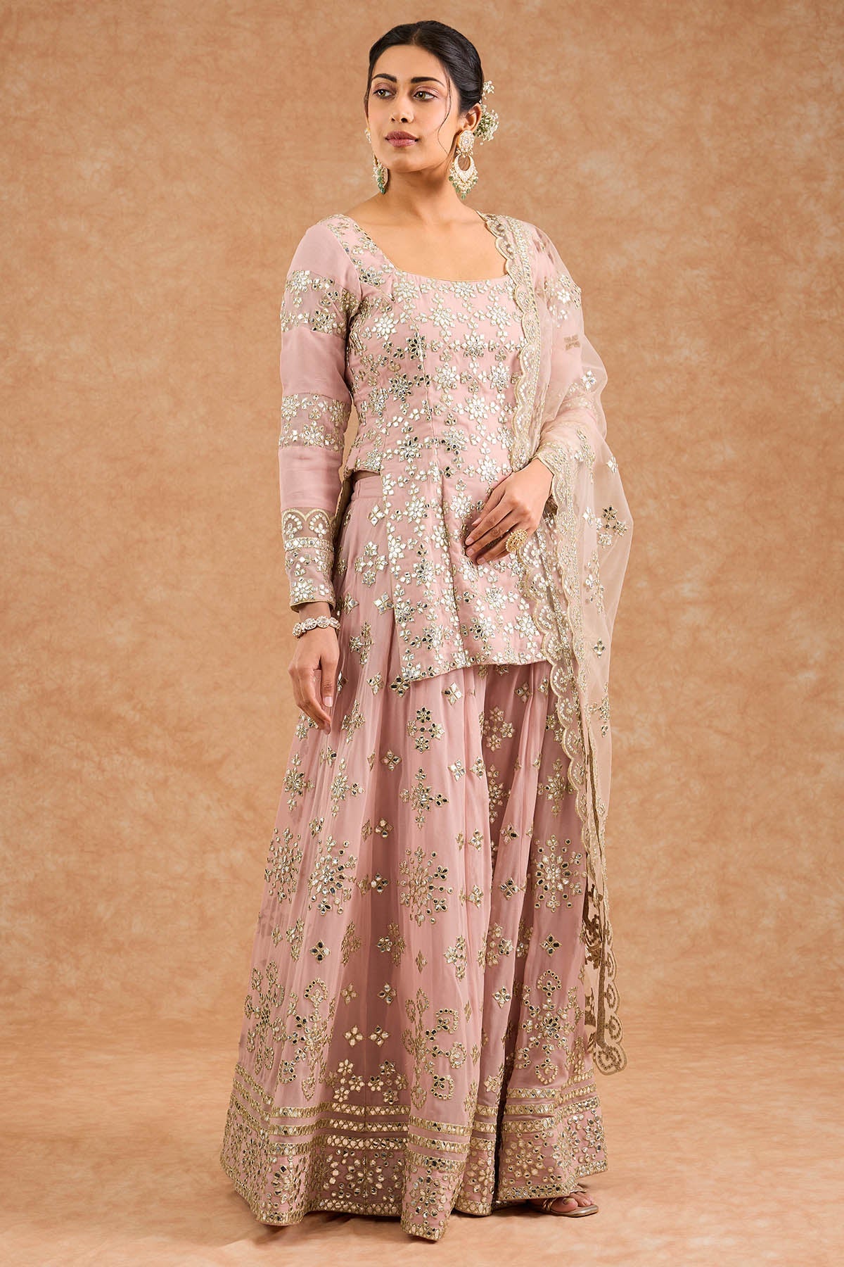 Buy Pink Gota Applique Sharara Set for women by Milu Madan online available at scrollnshops
