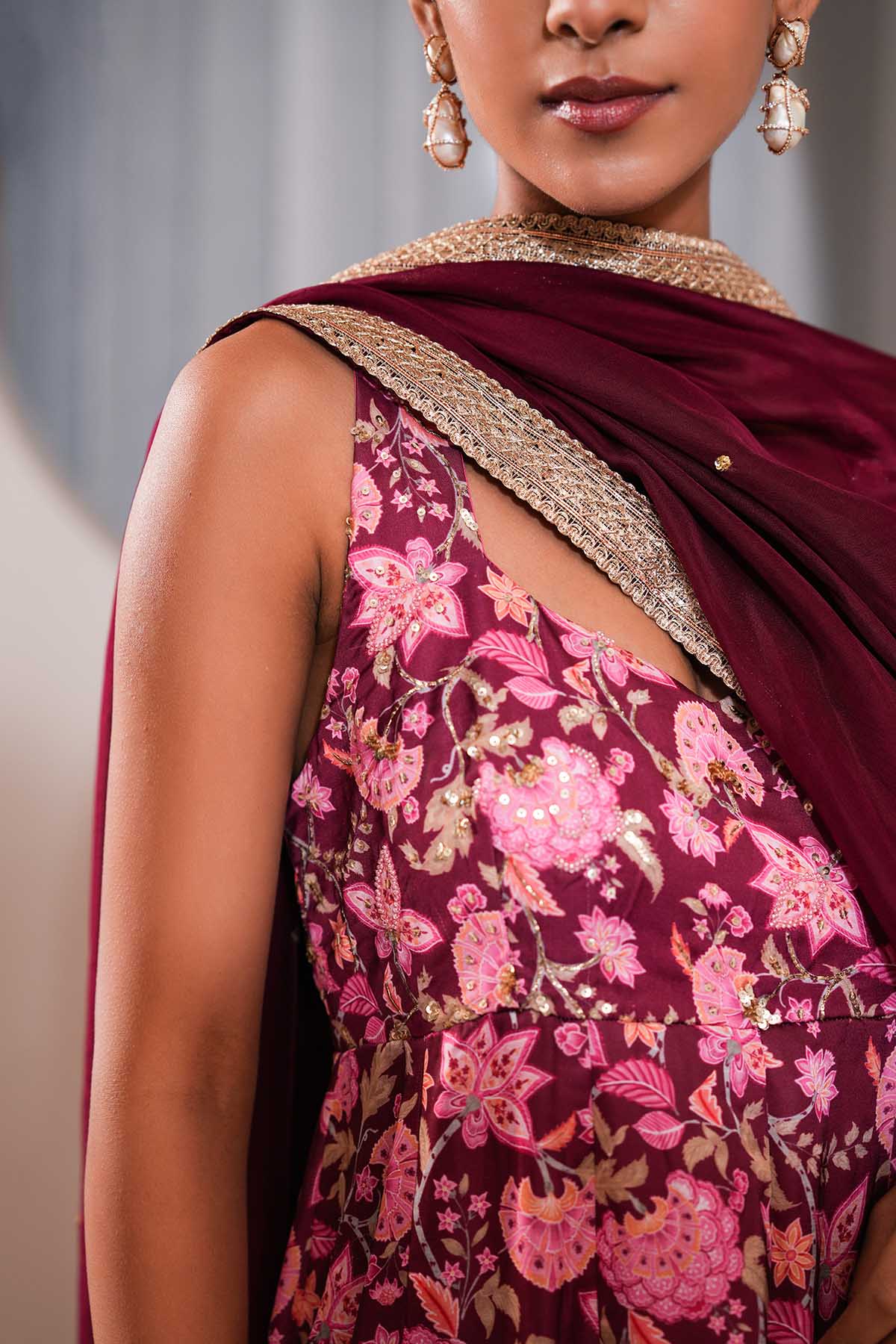 Pink Gota Embellished Dupatta