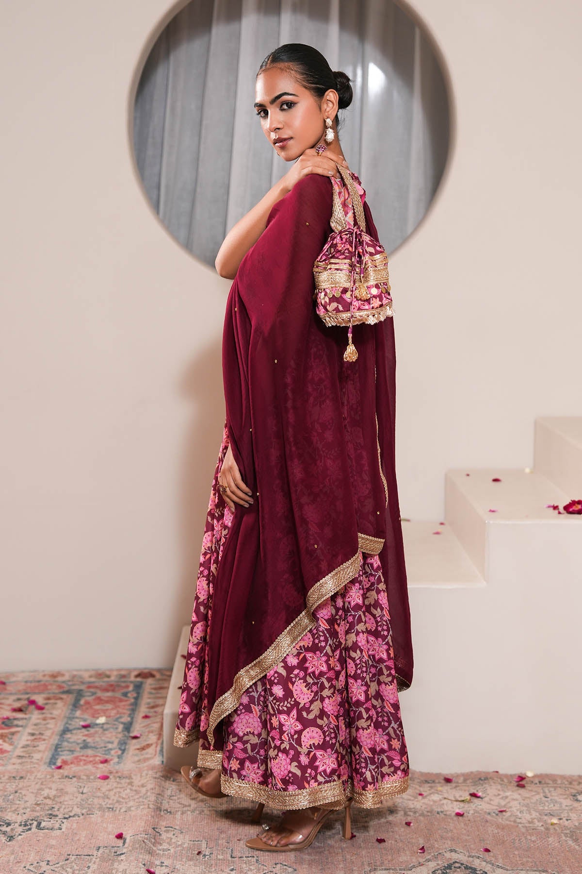 Buy Pink Gota Embellished Dupatta by Ugna by Unnati for women online at ScrollnShops