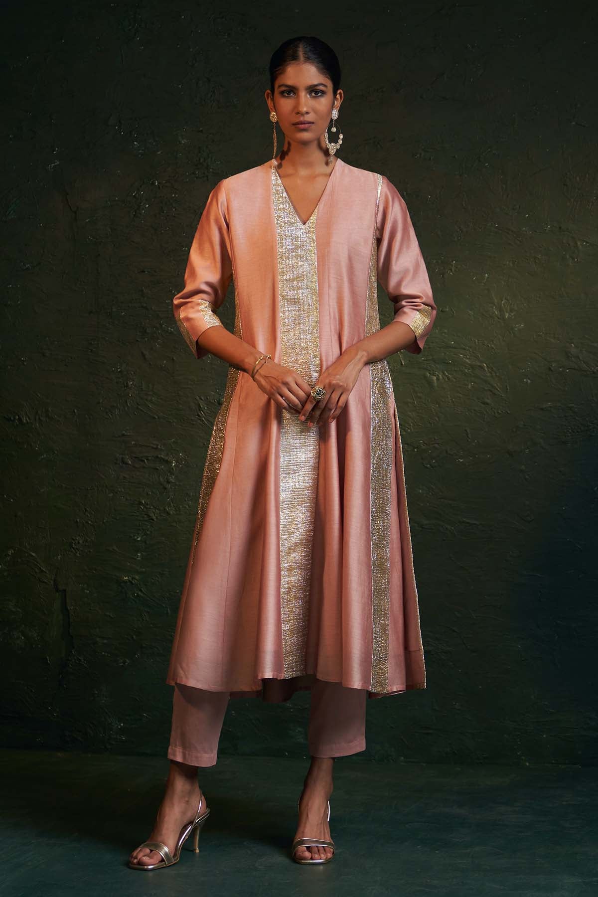 Pink Gota Embroidered Kurta Set
