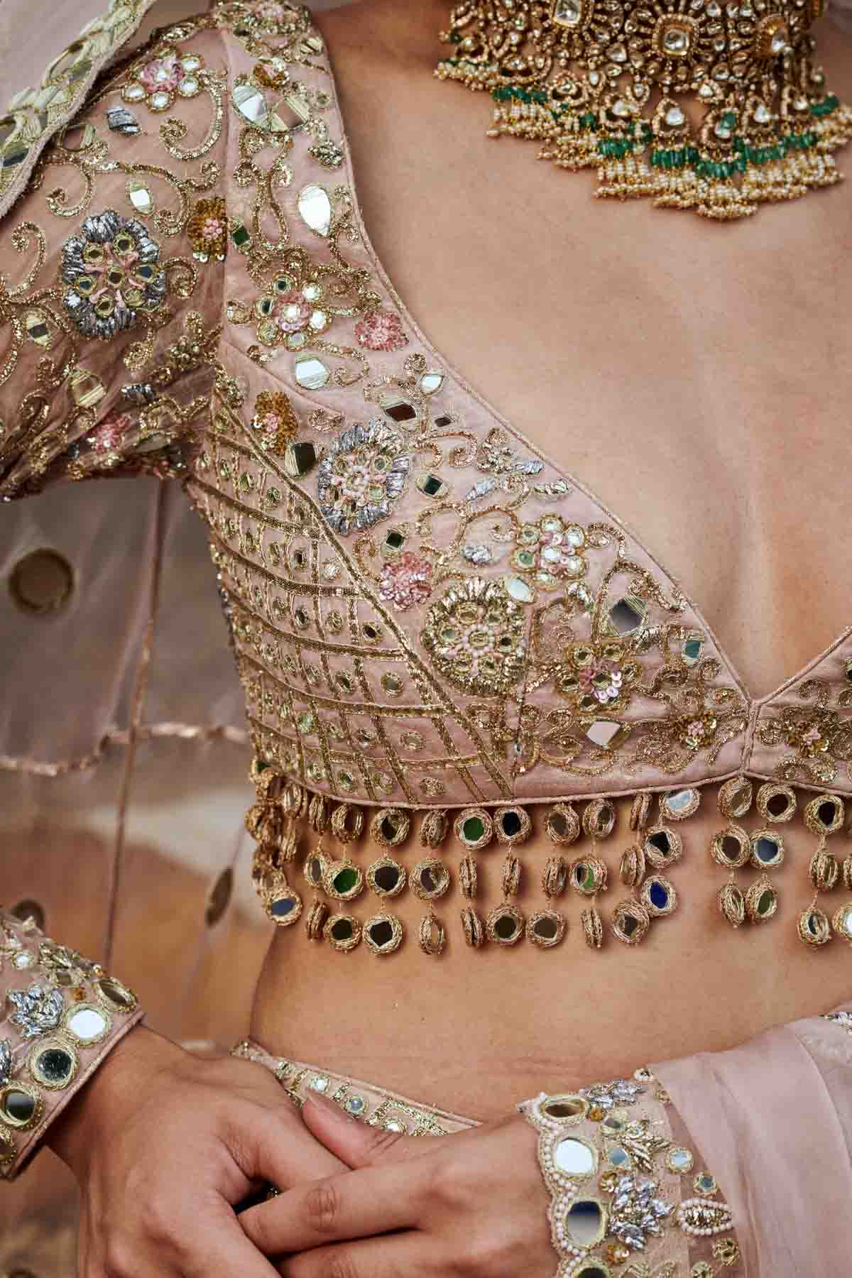 Pink Gota Lehenga Set & Veil