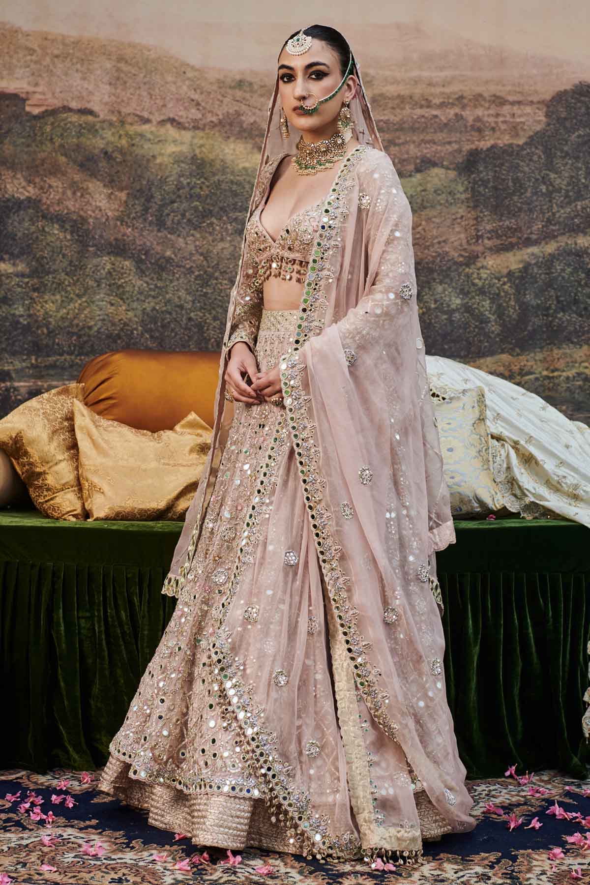 ITRH Pink Gota Patti Work Lehenga Set for women online at ScrollnShops