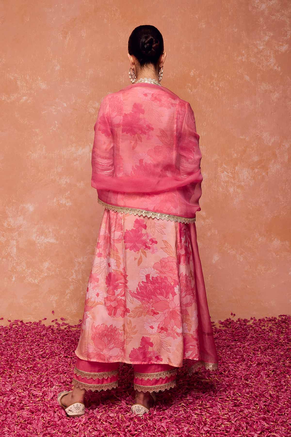 Pink Gota Work Long Kurta Set