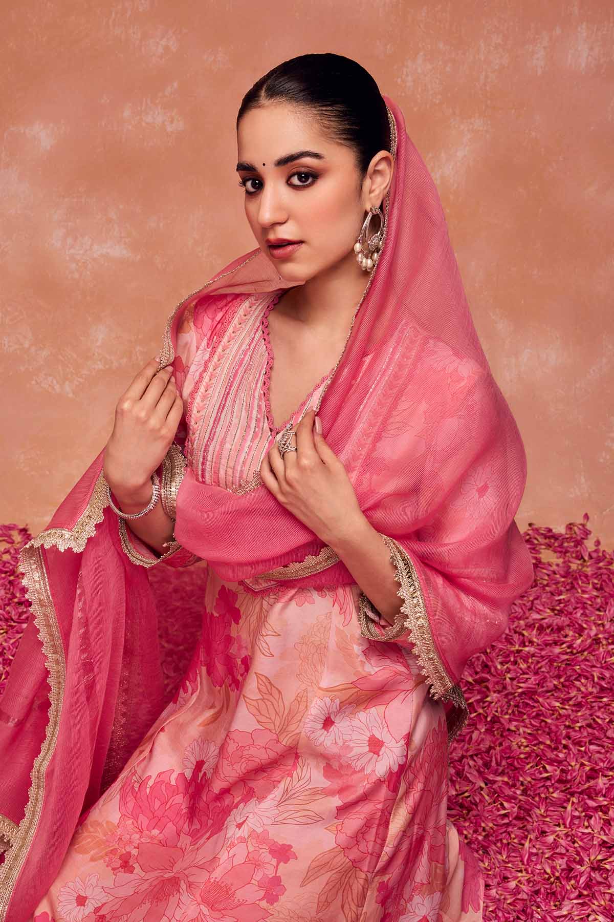 Pink Gota Work Long Kurta Set