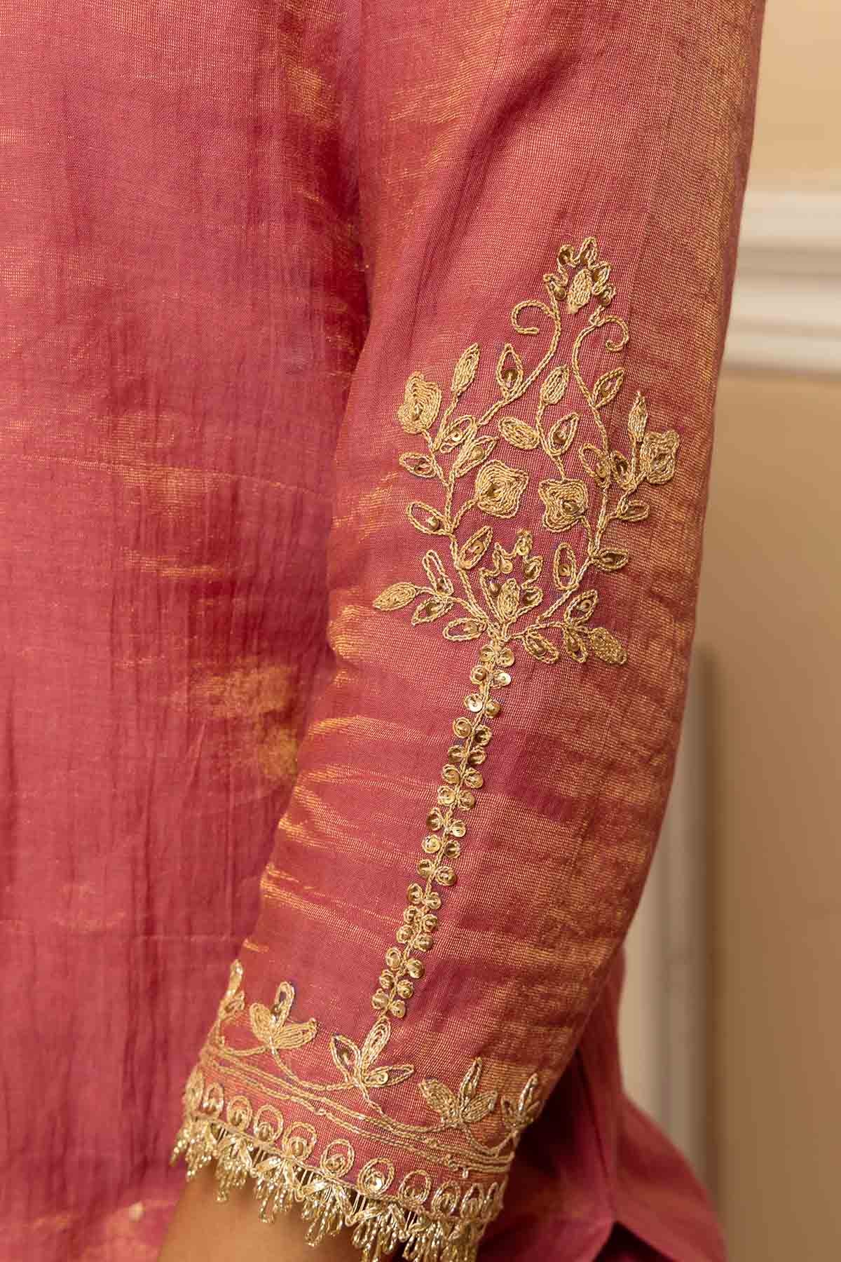 Pink Zari Gota Work Sharara Set