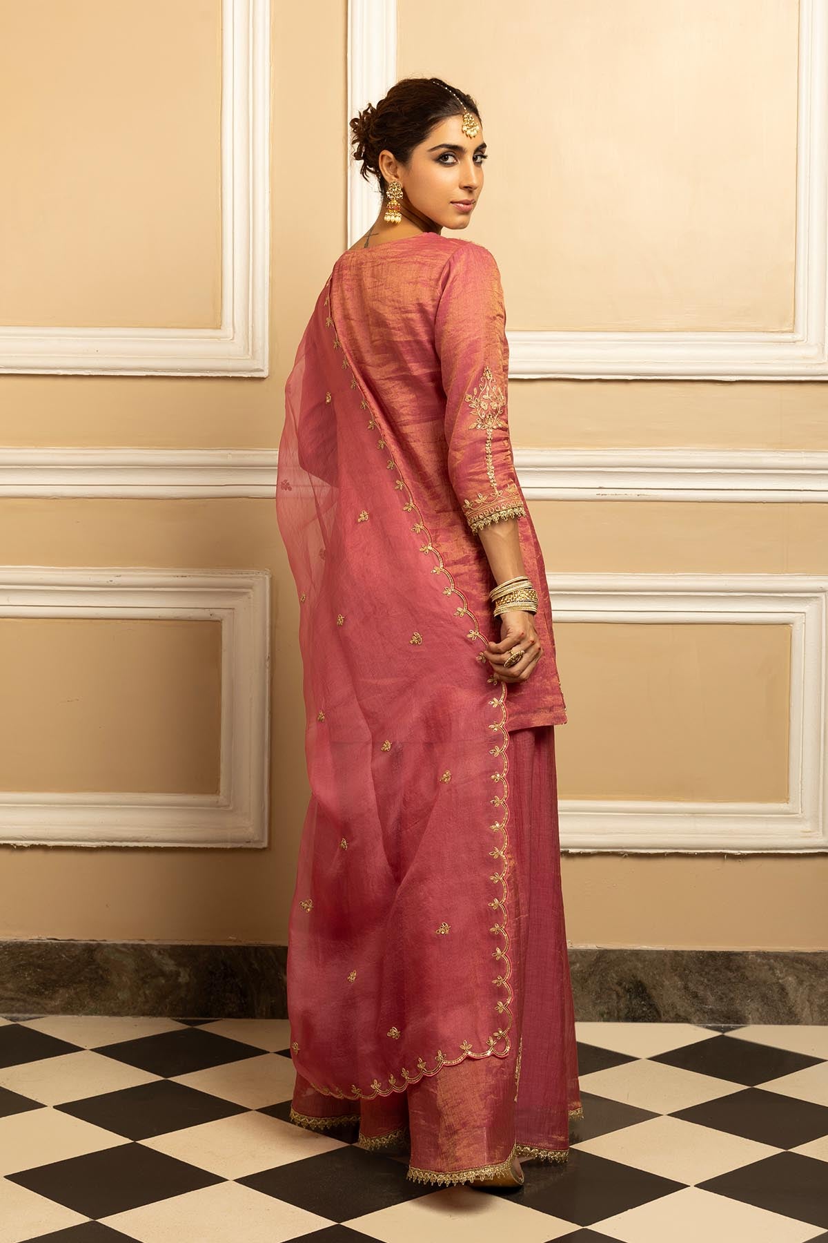 Pink Zari Gota Work Sharara Set