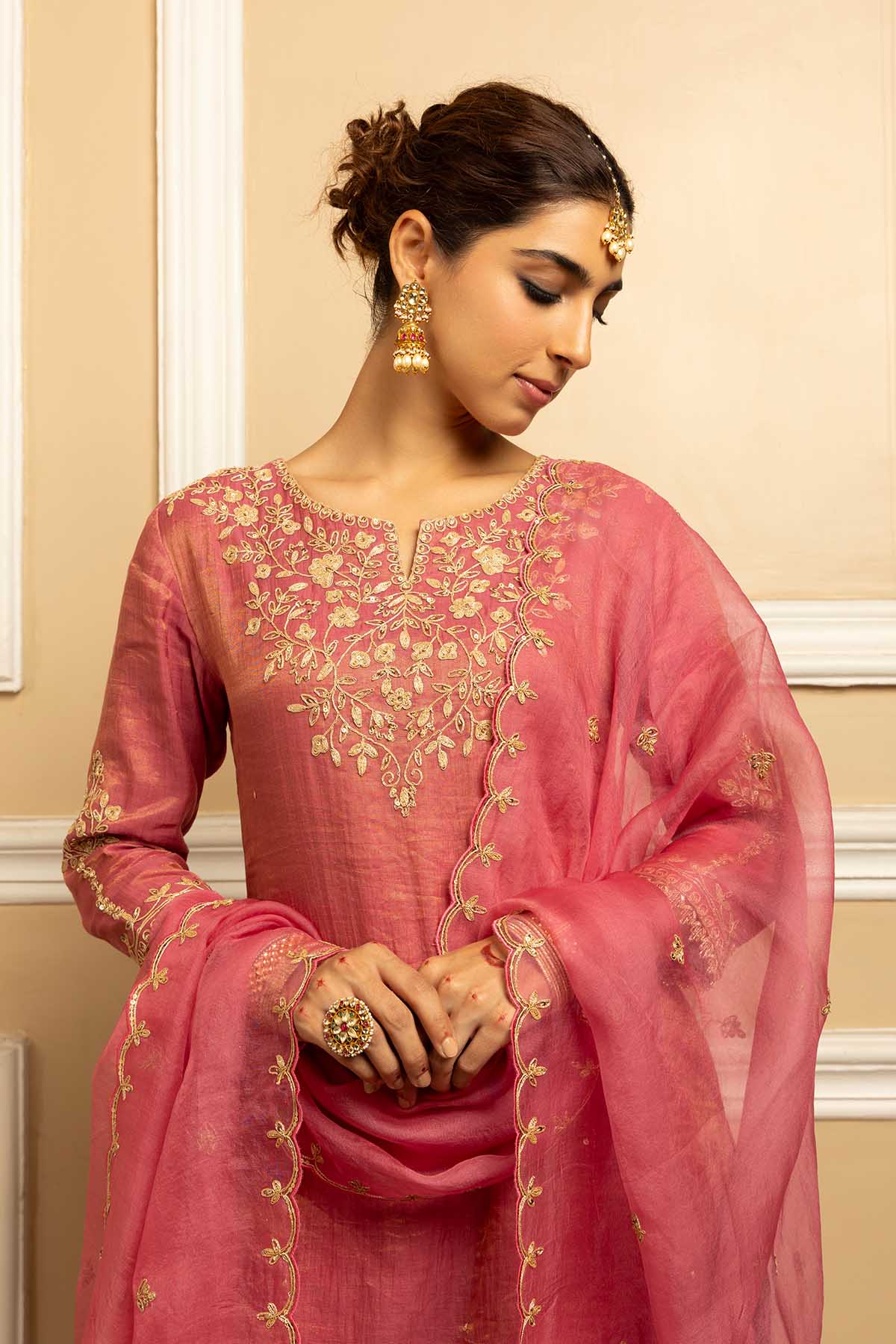 Pink Zari Gota Work Sharara Set
