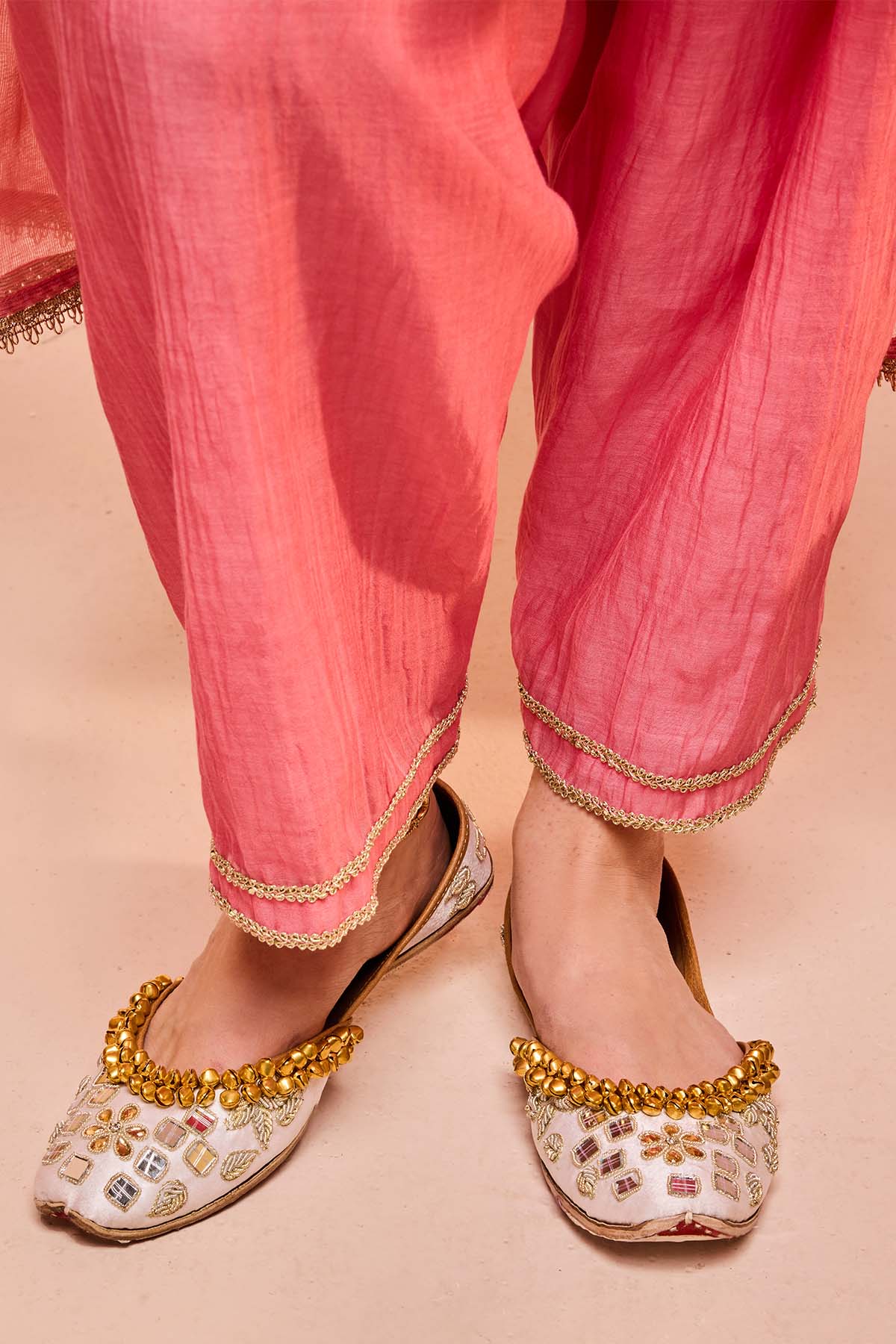 Pink Gota Work Short Kurta Set