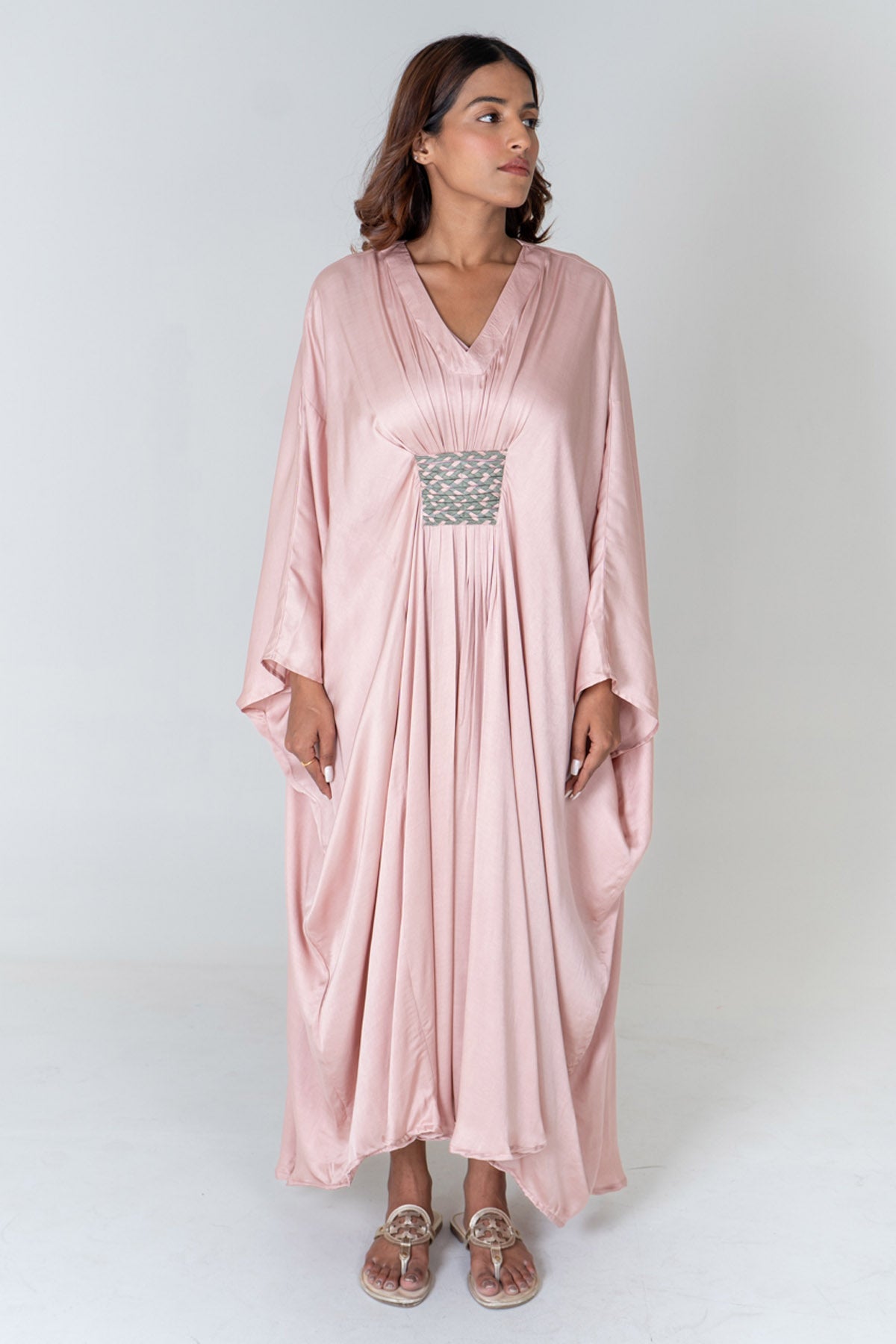 Pink & Green Braided Kaftan