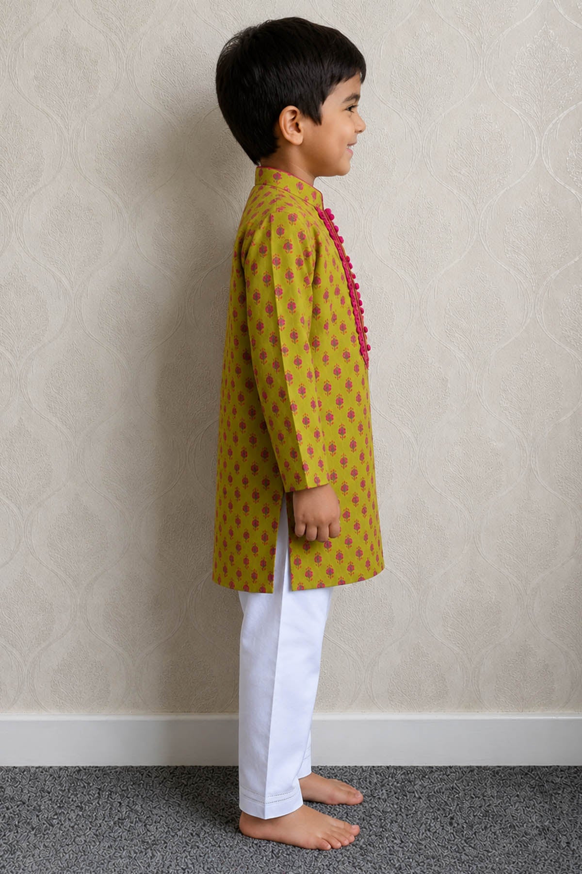 Pink & Green Printed Kurta Set