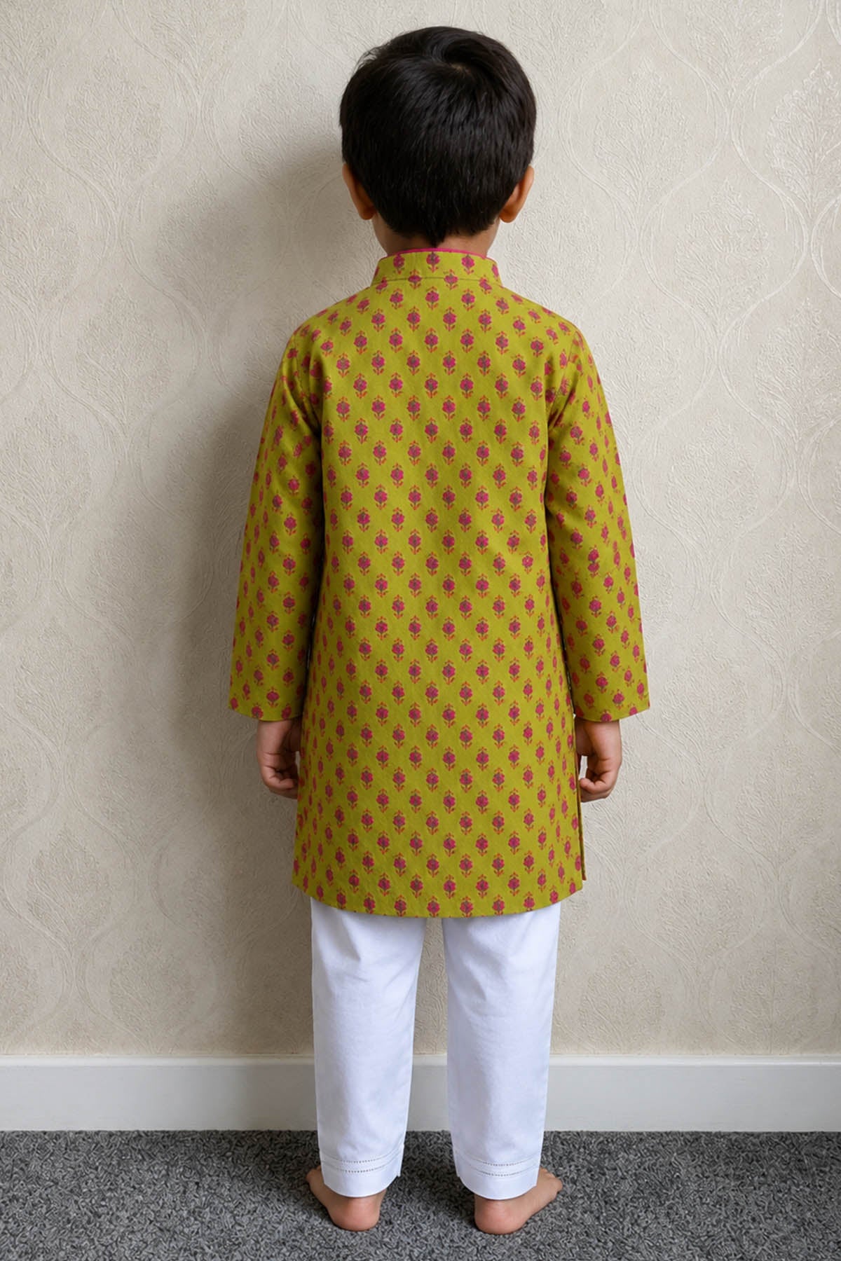 Pink & Green Printed Kurta Set