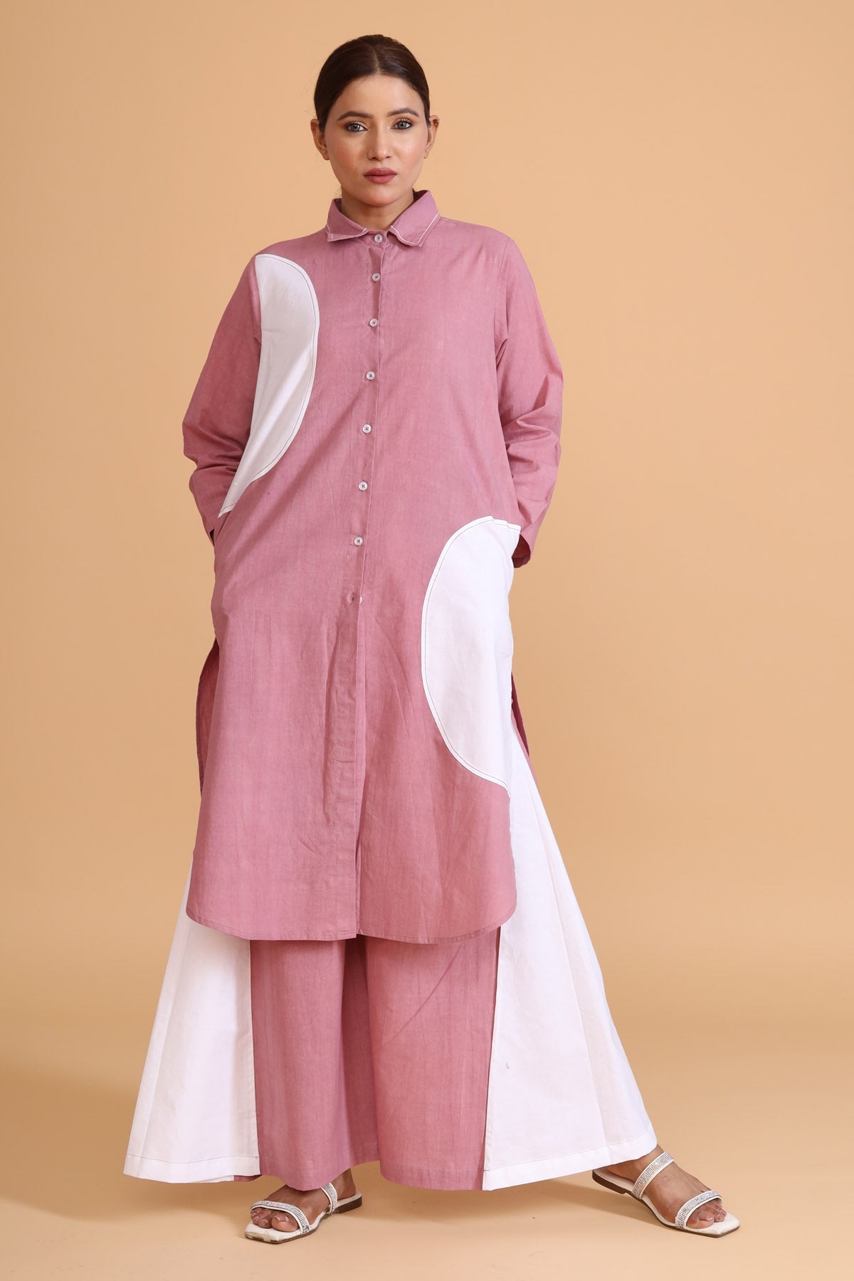 Pink Half Semi Circle Tunic - Effortless Elegance at ScrollnShops