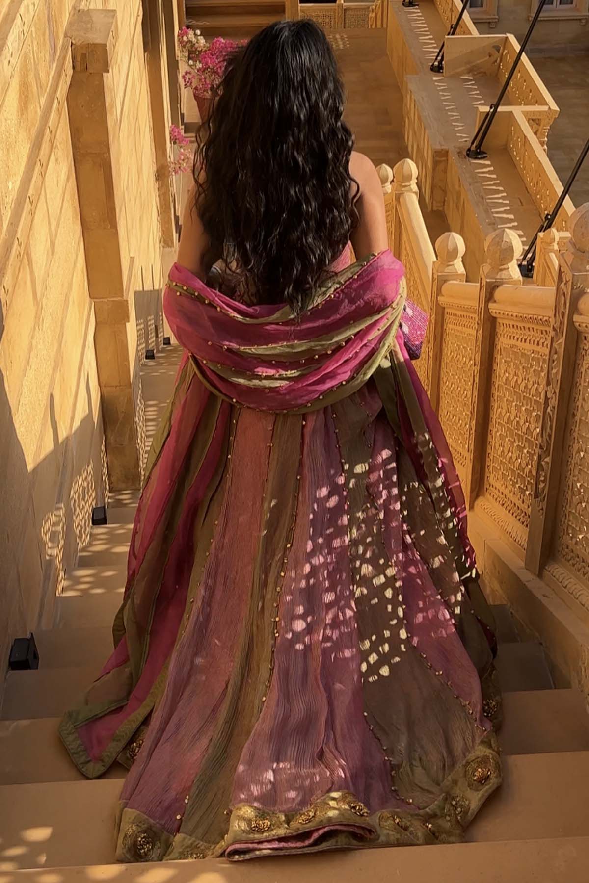 Pink Halter Neck Lehenga Set