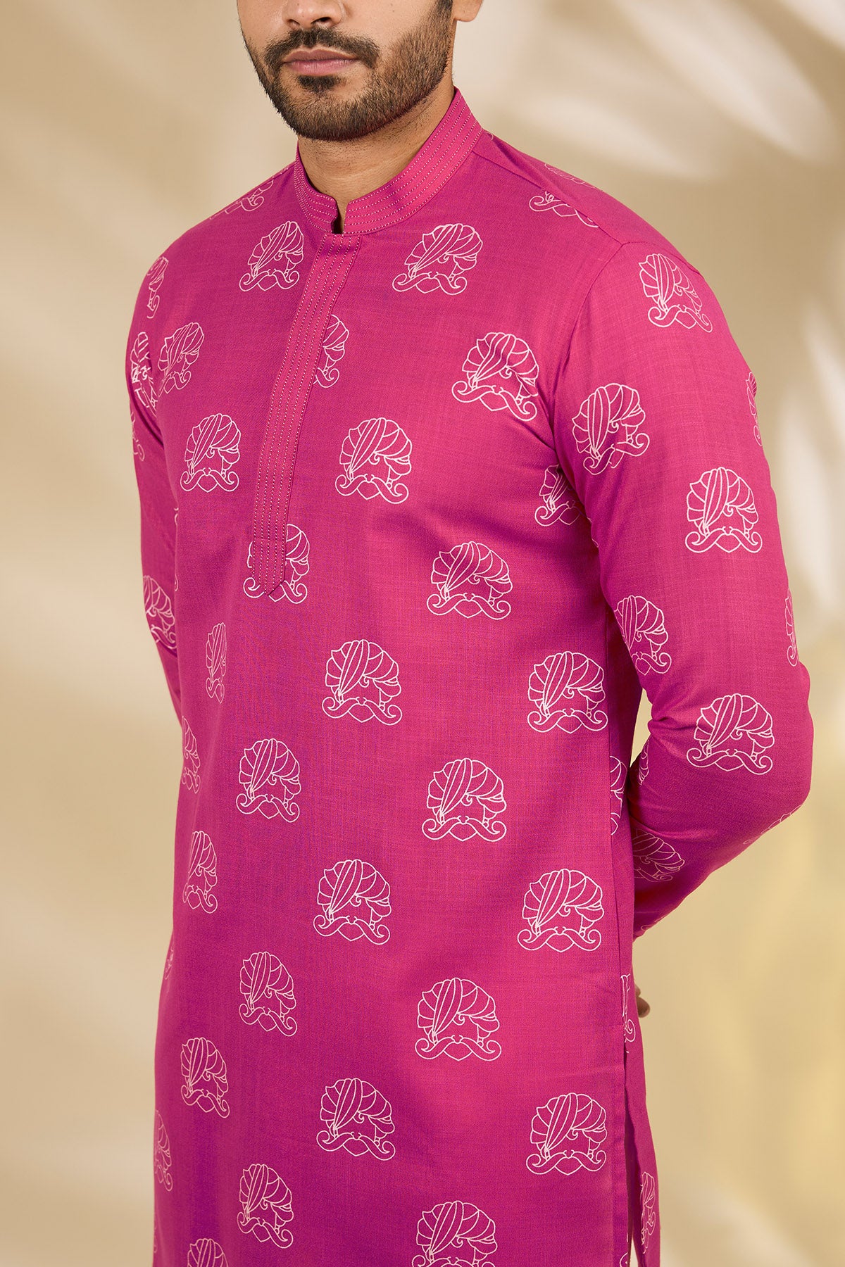 Pink Hand Block Print Kurta Set
