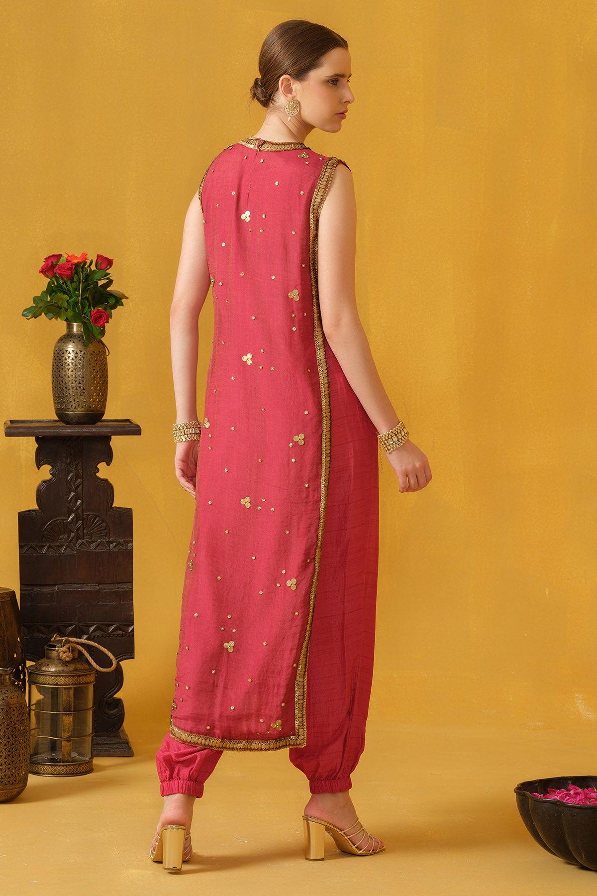 Pink Hand Embellished Kurta Set