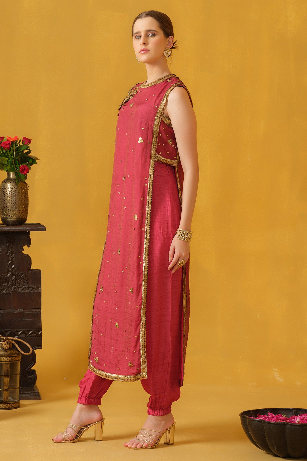 Pink Hand Embellished Kurta Set