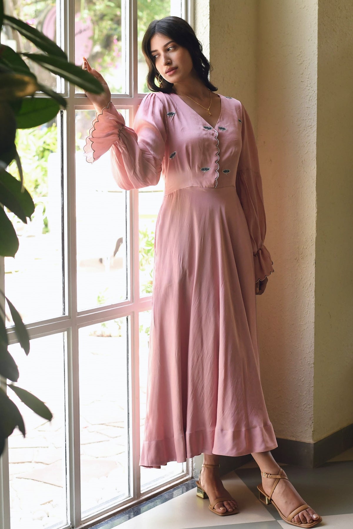 Pink Hand Embroidered Dress