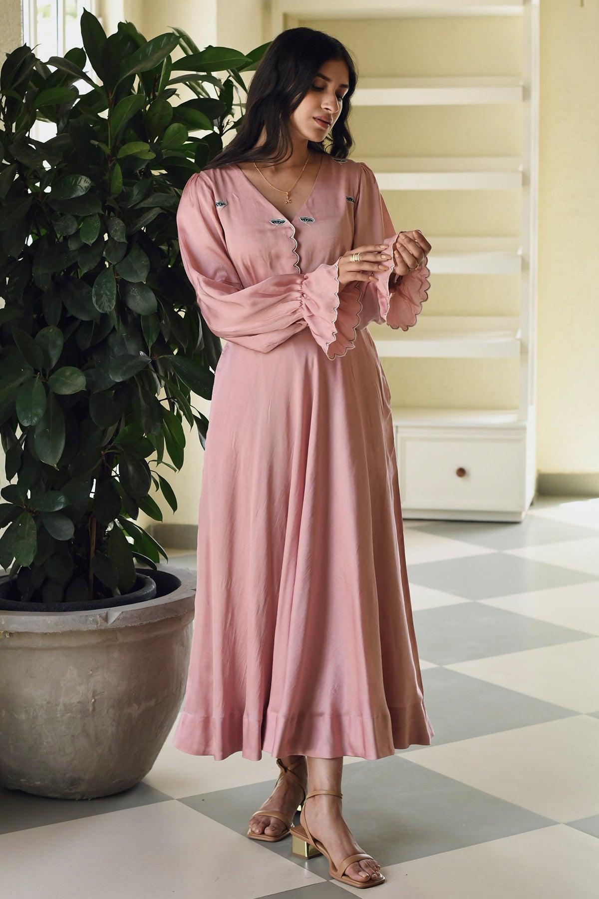 Pink Hand Embroidered Dress