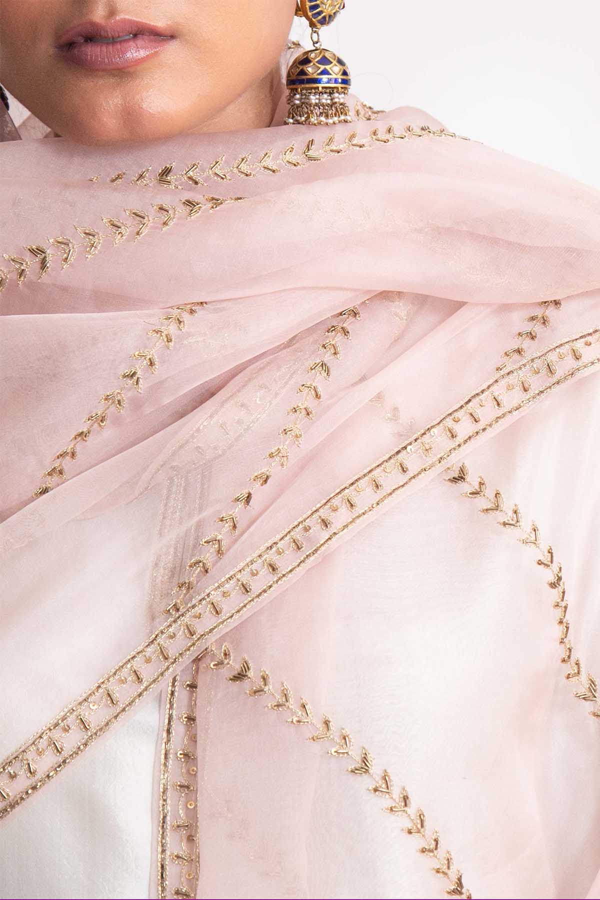 Pink Hand Embroidered Dupatta