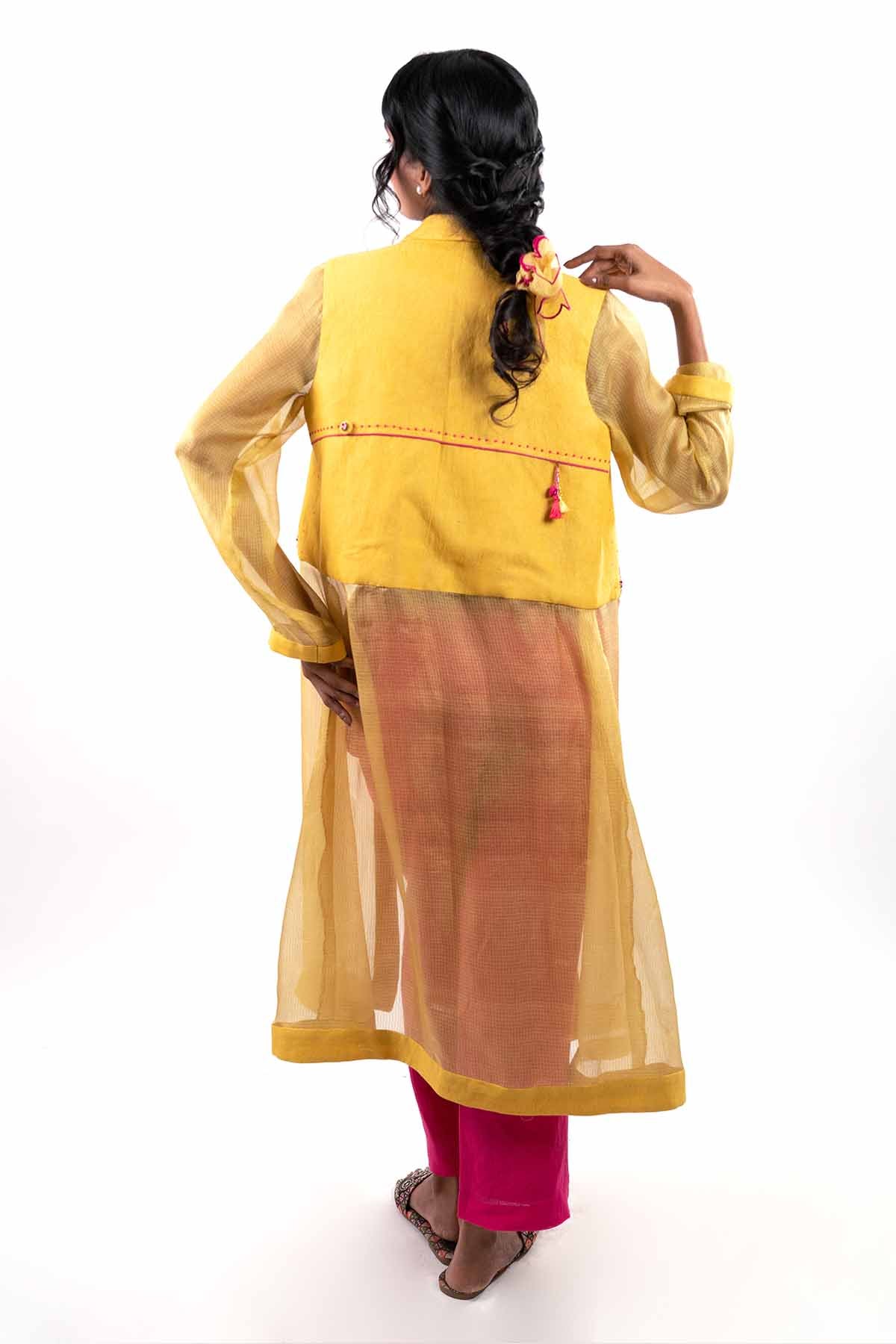 Pink Hand Embroidered Jacket Set