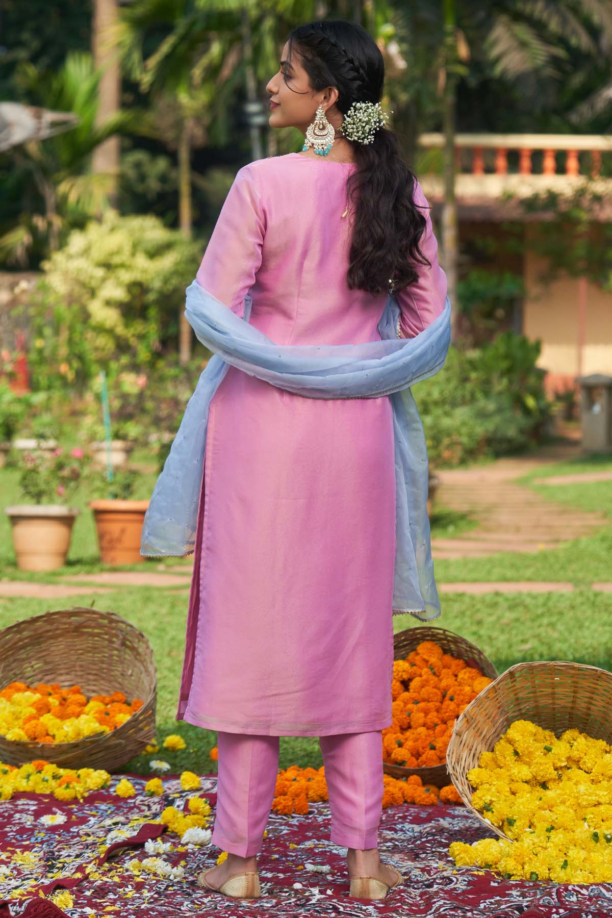 Pink Hand Embroidered Kurta Set