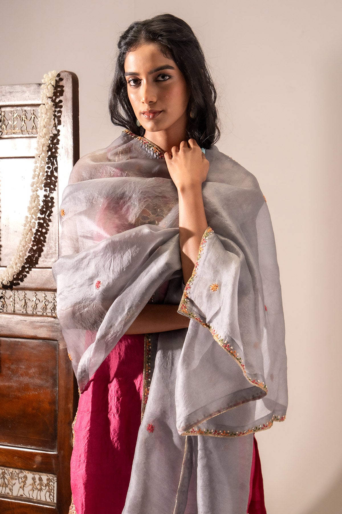 Pink Hand Embroidery Kurta Set