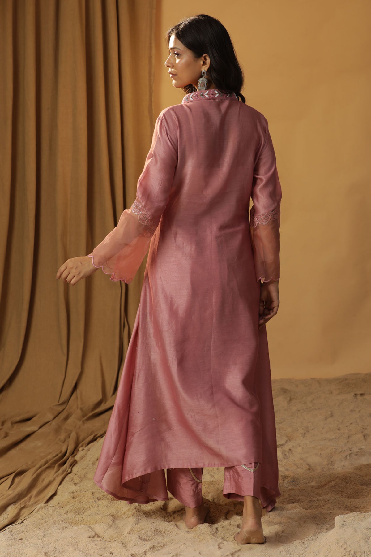 Pink Hand Painted Kurta & Pants