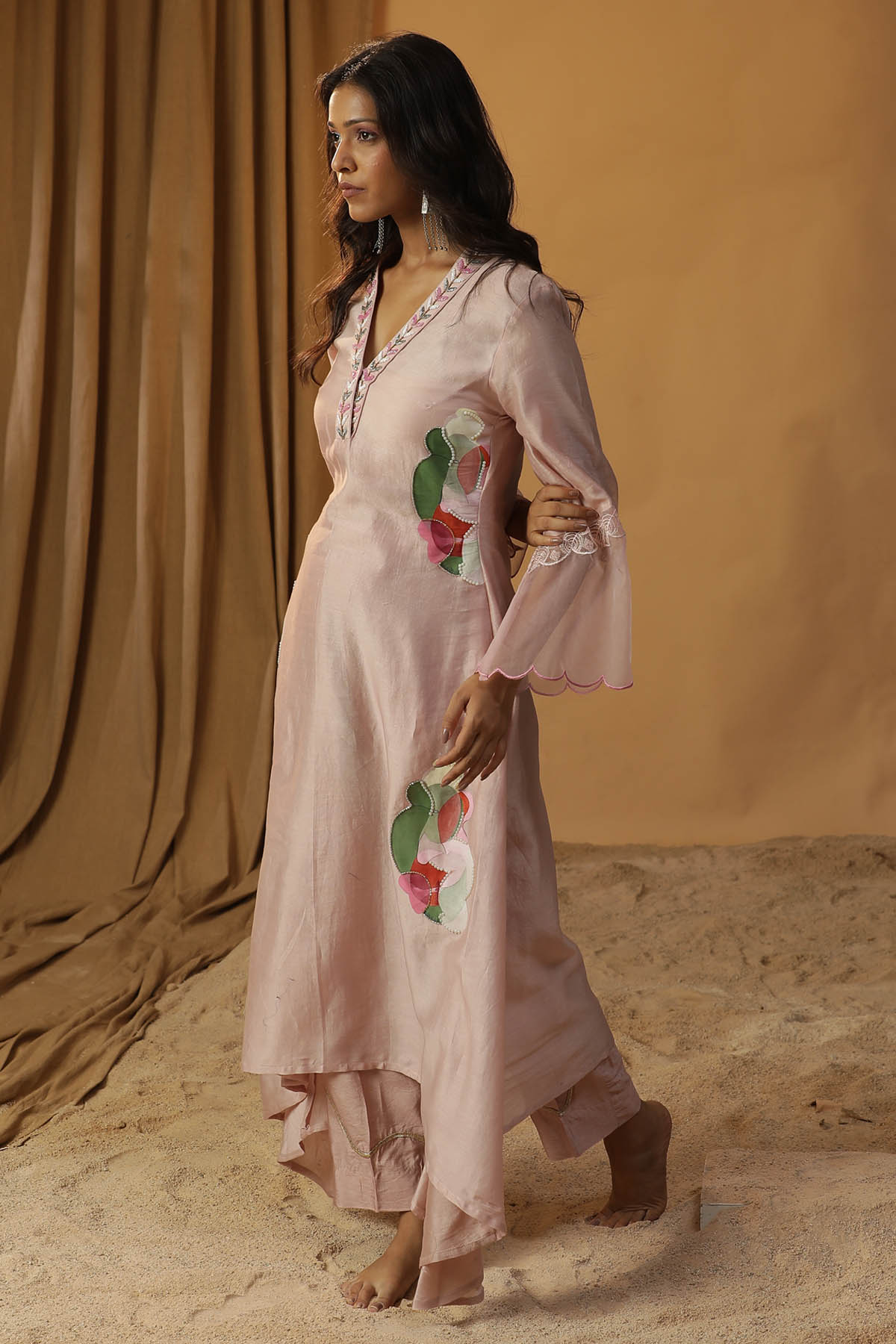 Arpita Sulakshana Pink Hand Painted Kurta Set for women online at ScrollnShops