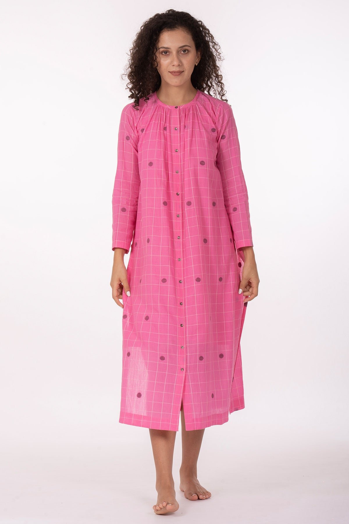 Pink Hand Woven Cotton Dress