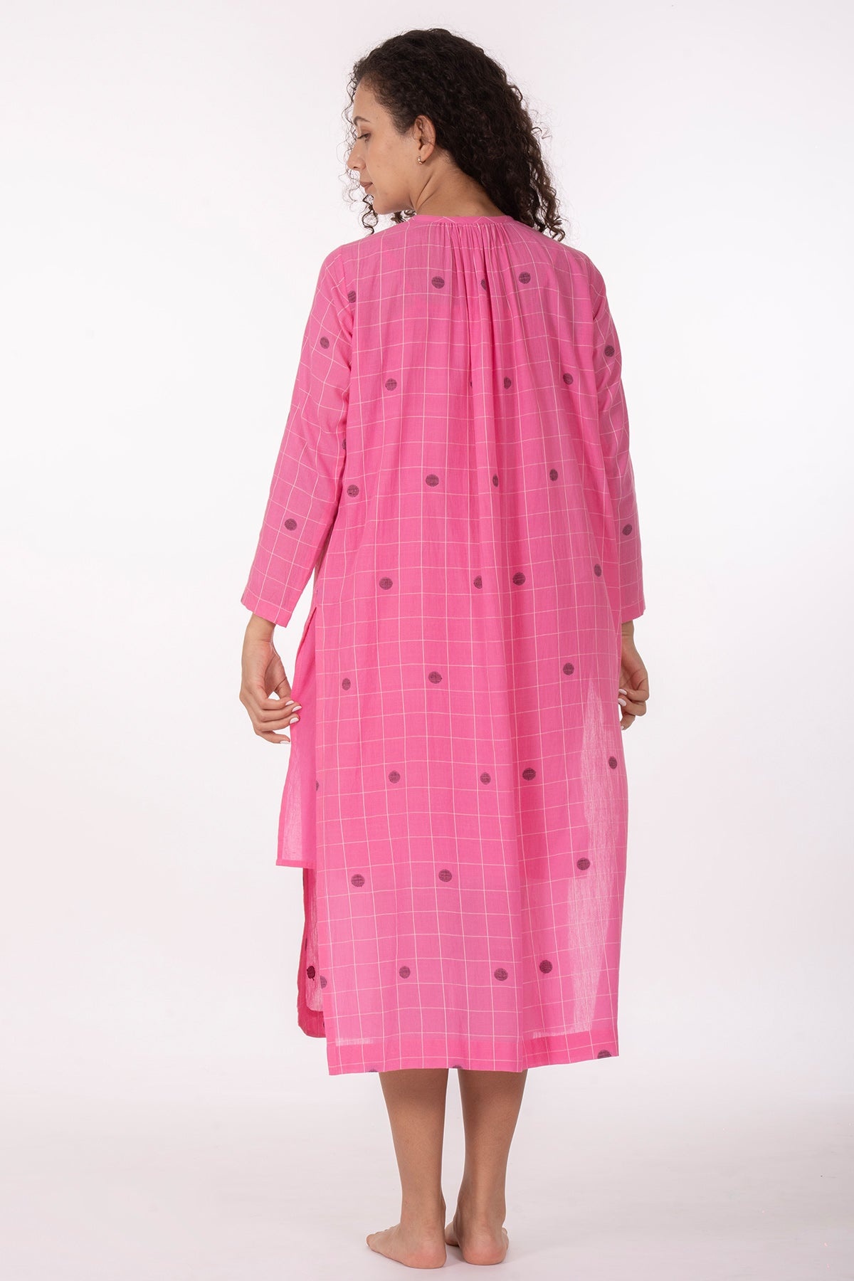 Pink Hand Woven Cotton Dress