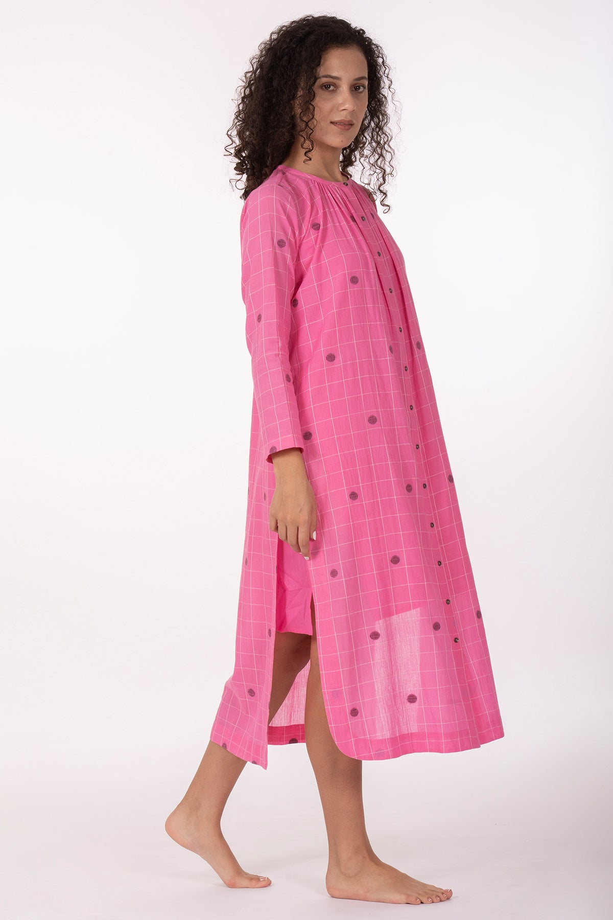 Pink Hand Woven Cotton Dress