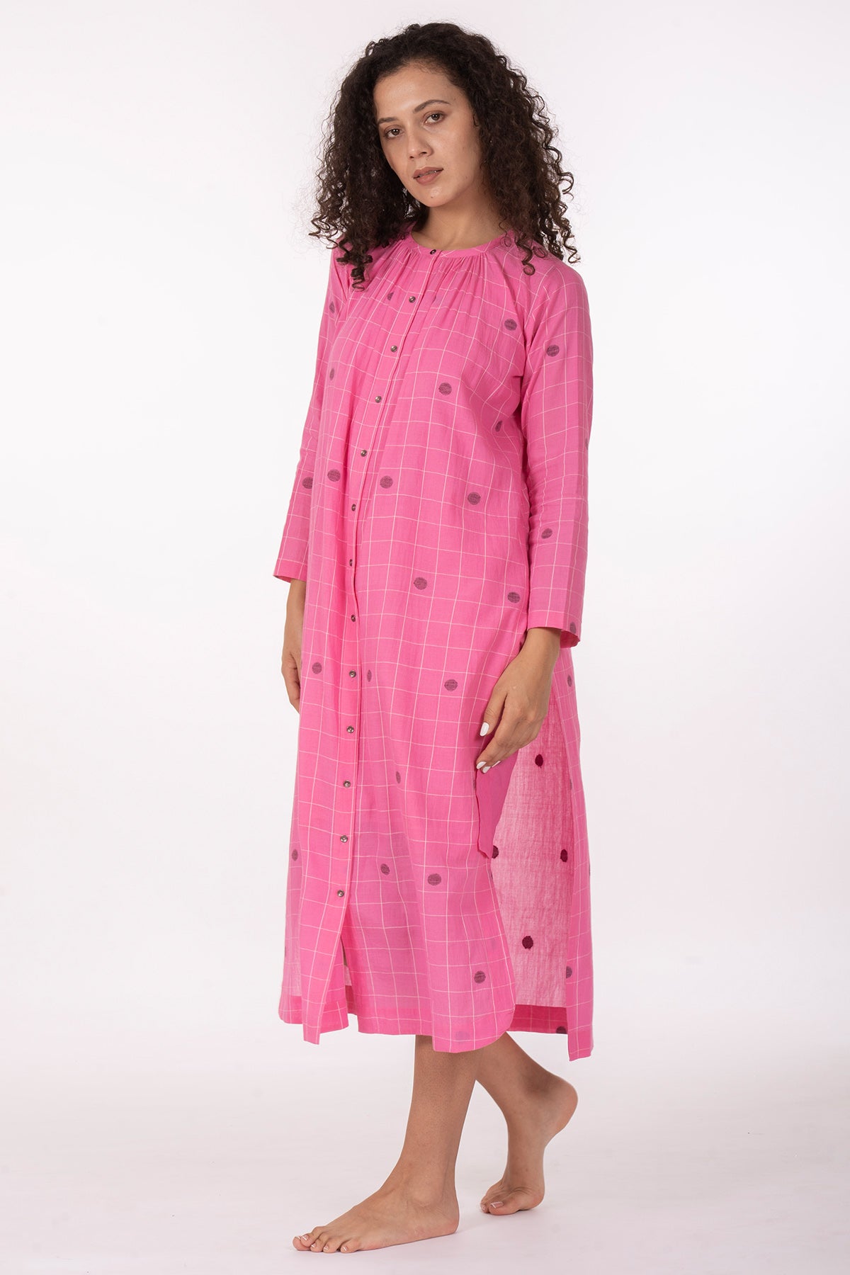 Pink Hand Woven Cotton Dress