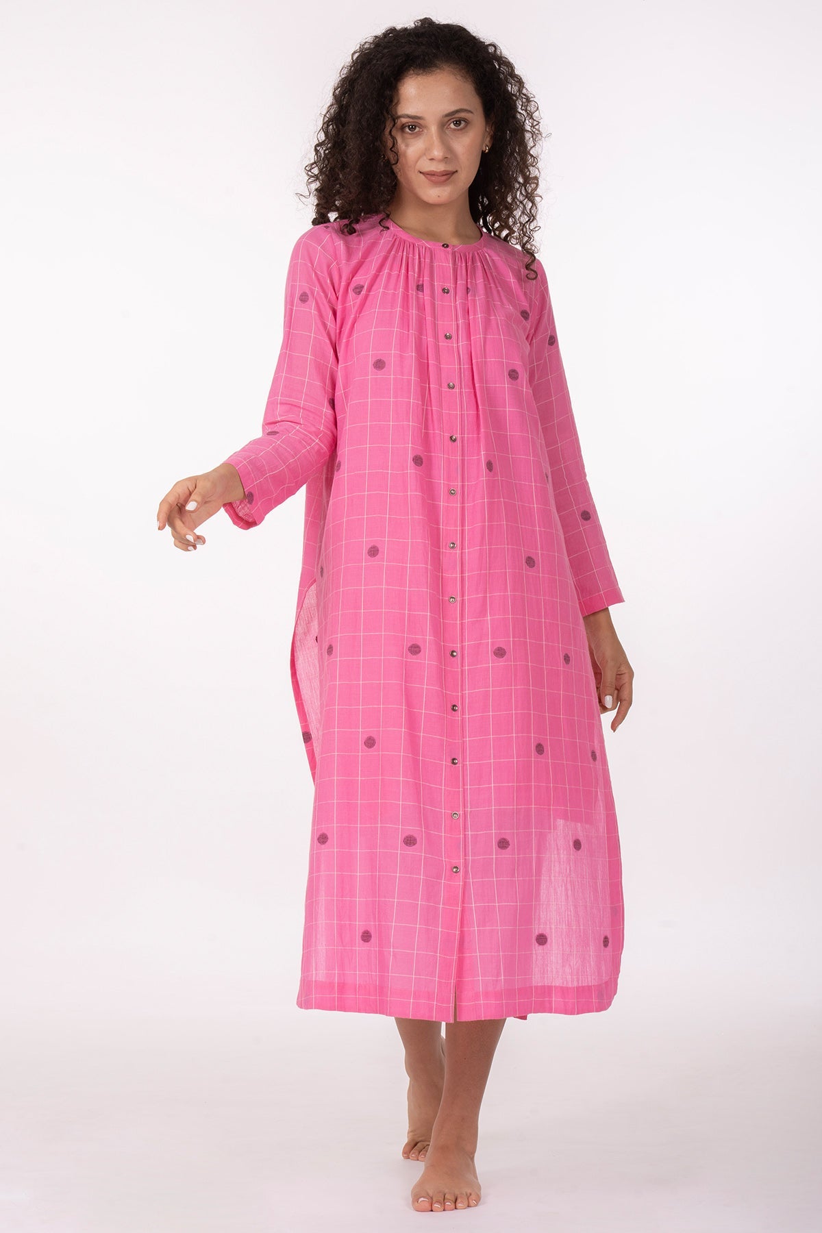 Buy Pink Hand Woven Cotton Dress for women by Khat Clothing online available at scrollnshops