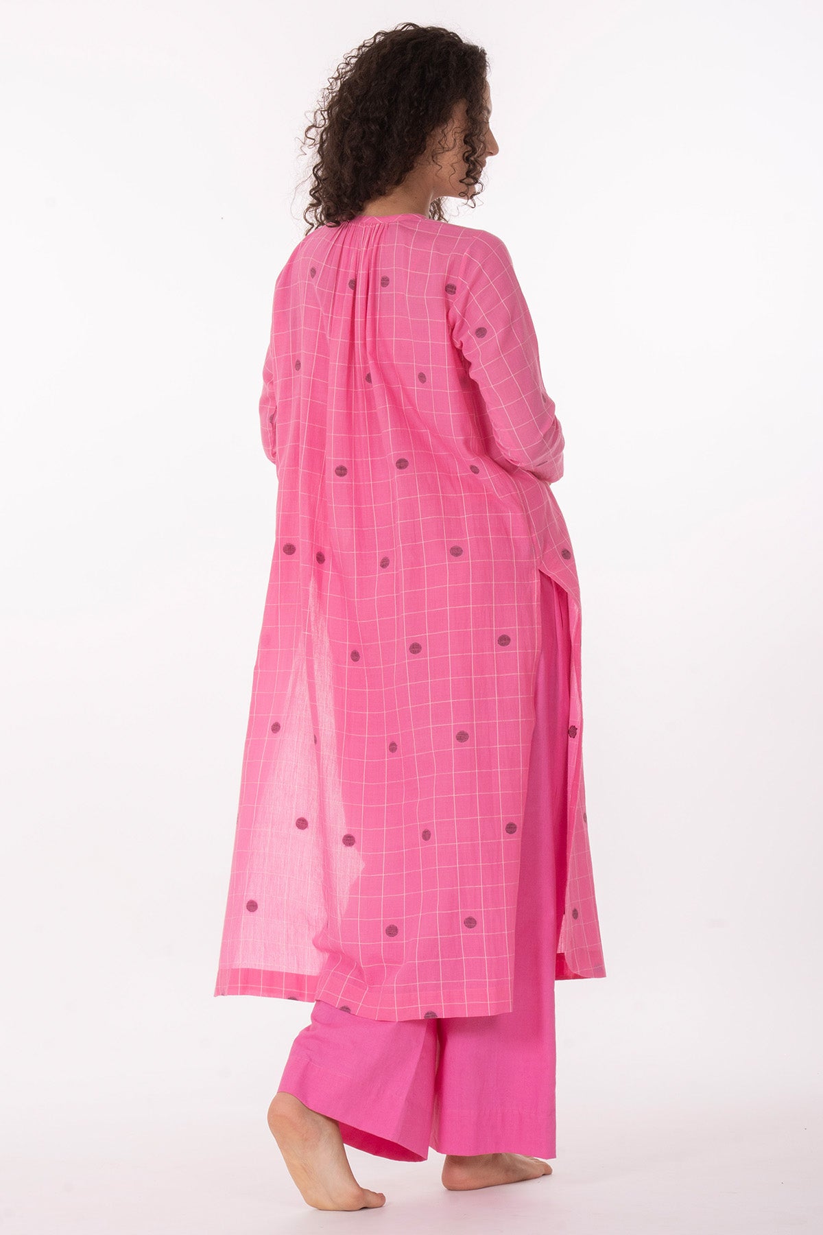Pink Hand Woven Kurta & Pants