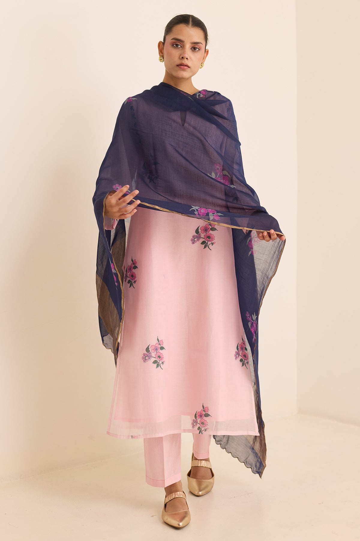 Handblock Print Pink Kurta Set