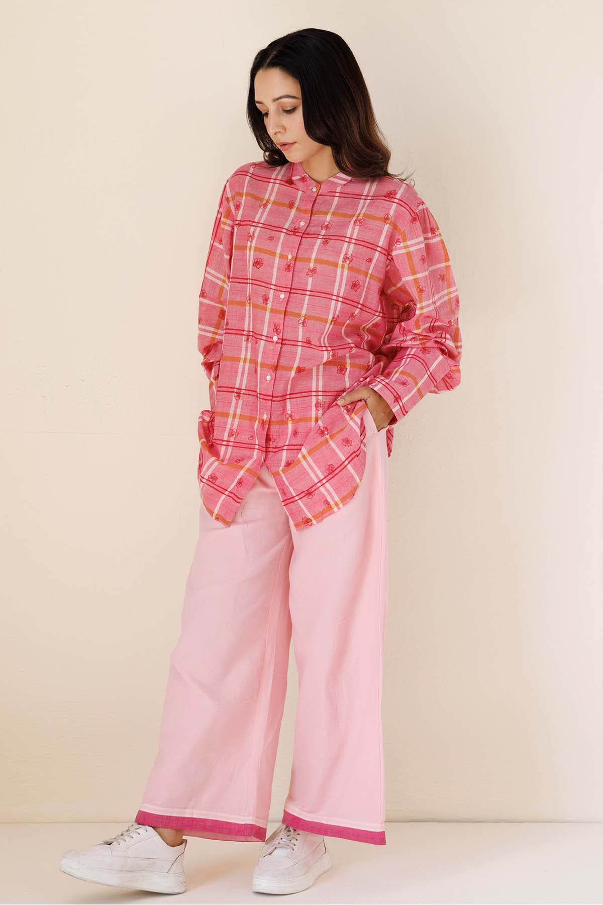 Pink Handblock Printed Shirt