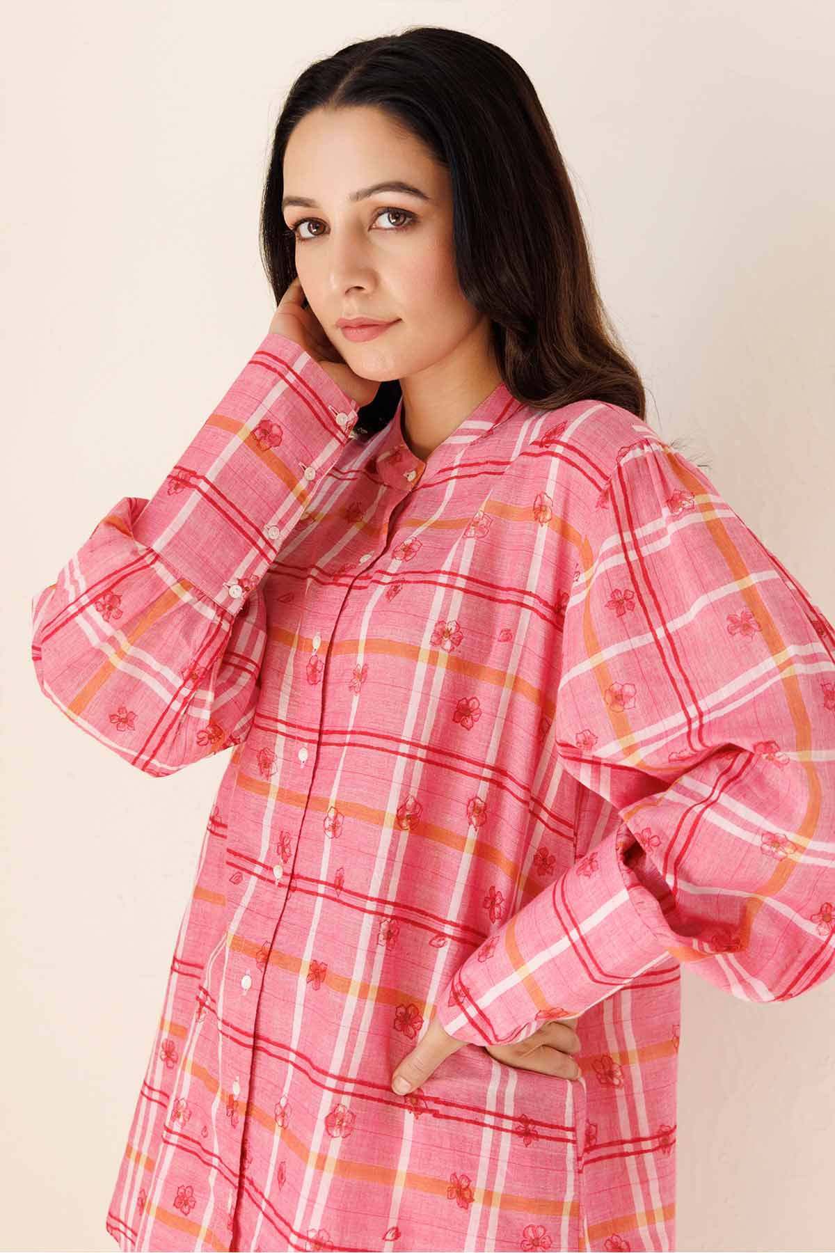 Pink Handblock Printed Shirt