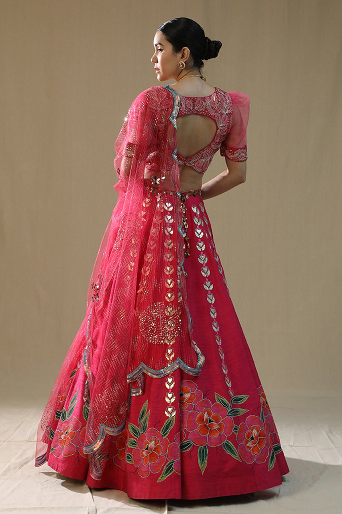 Pink Handpainted Lehenga Set