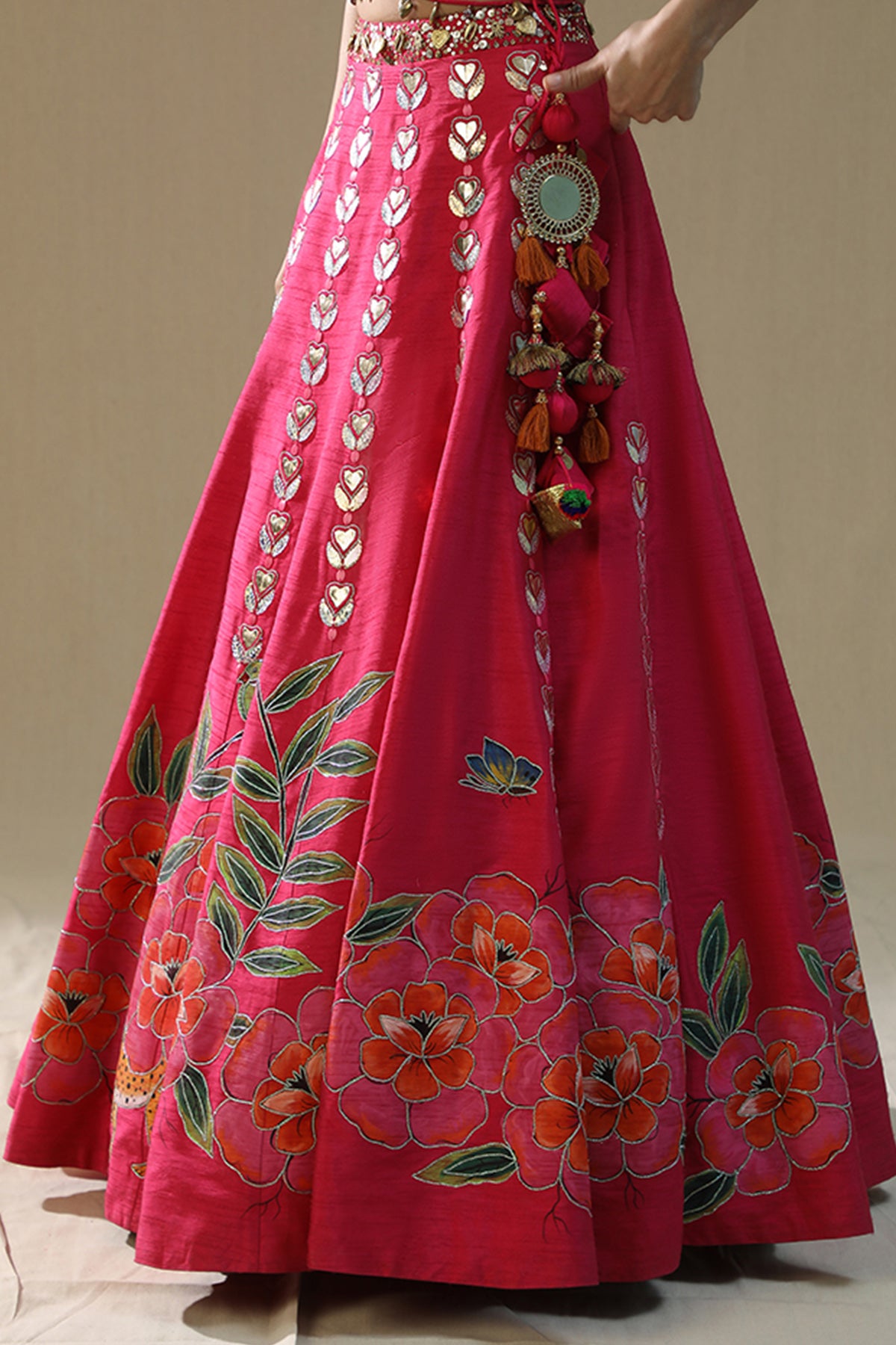 Pink Handpainted Lehenga Set