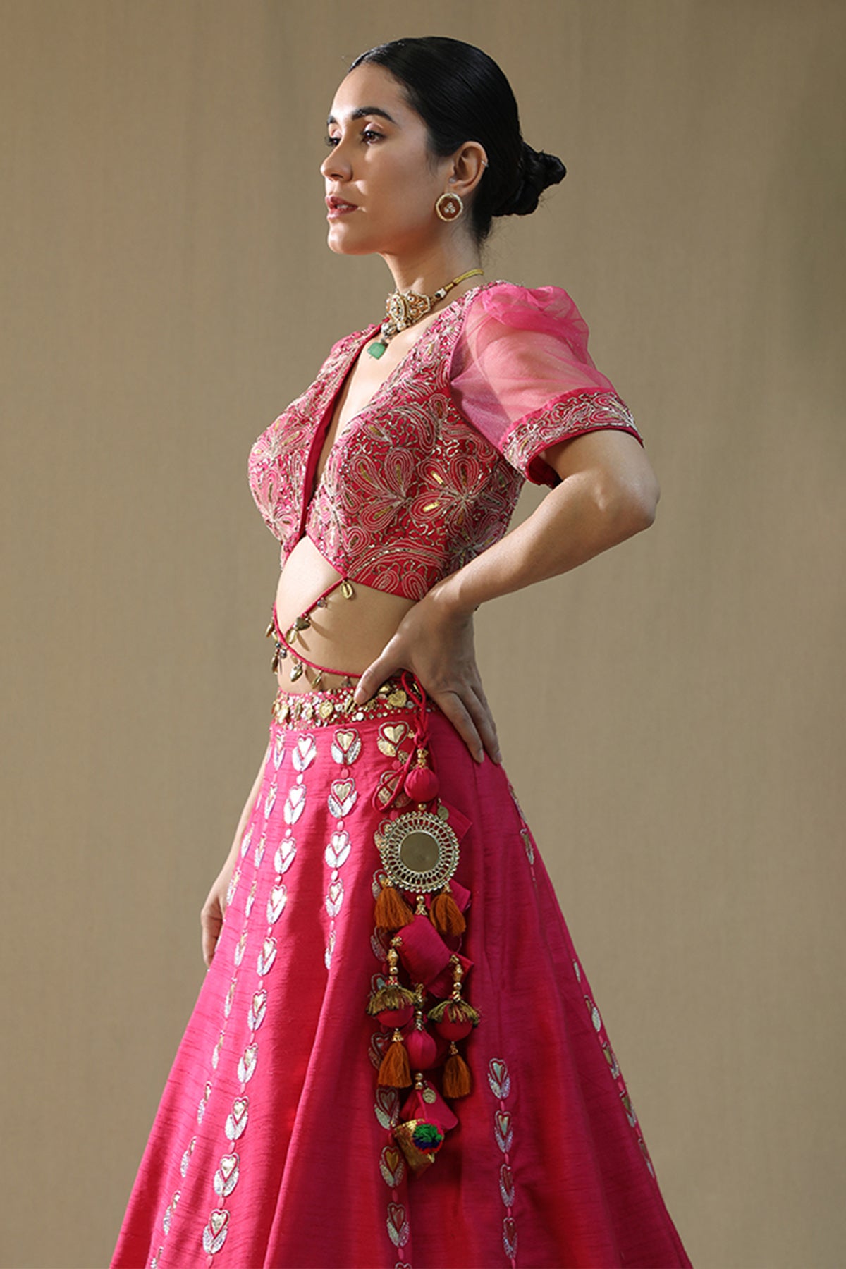 Pink Handpainted Lehenga Set