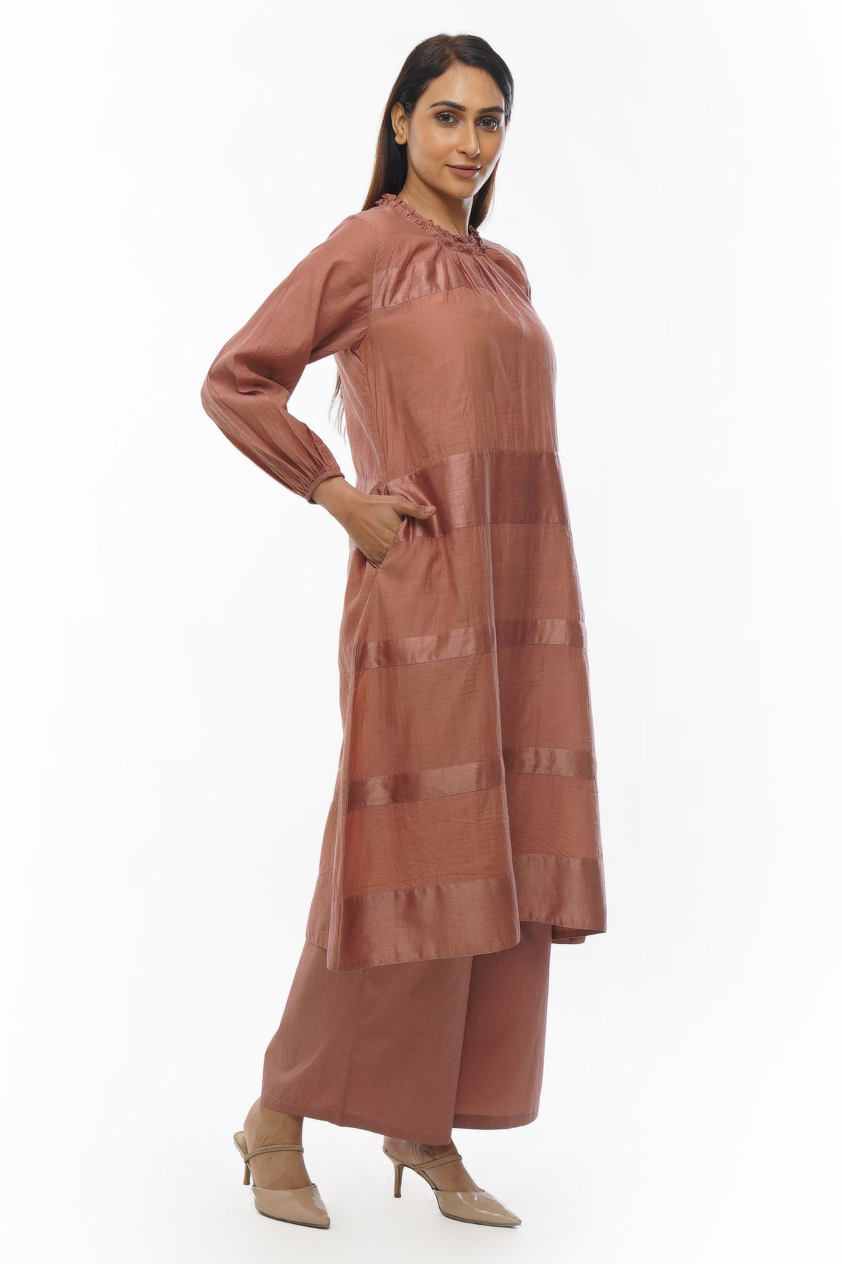 Pink Handwoven Cotton Kurta Set