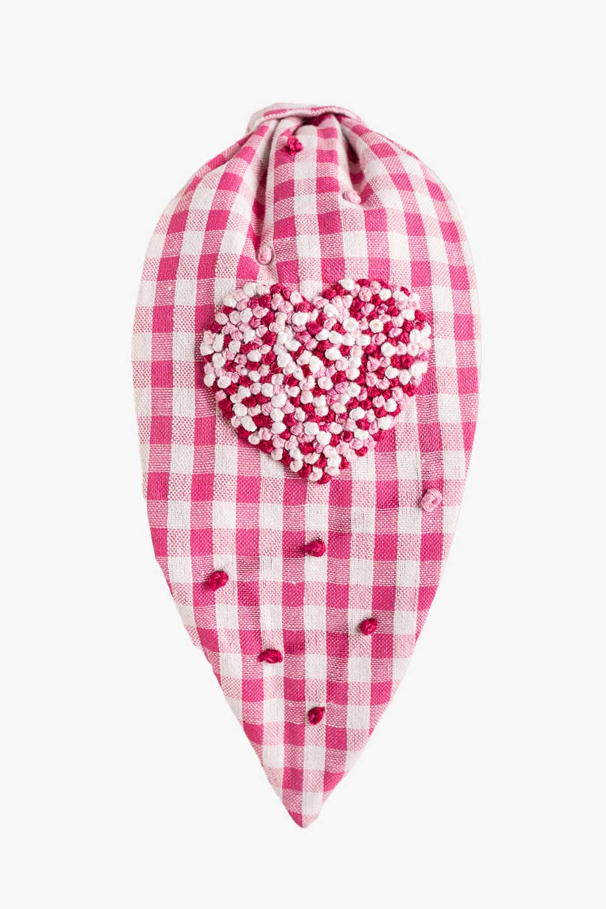 Pink Heart Embroidered Headband