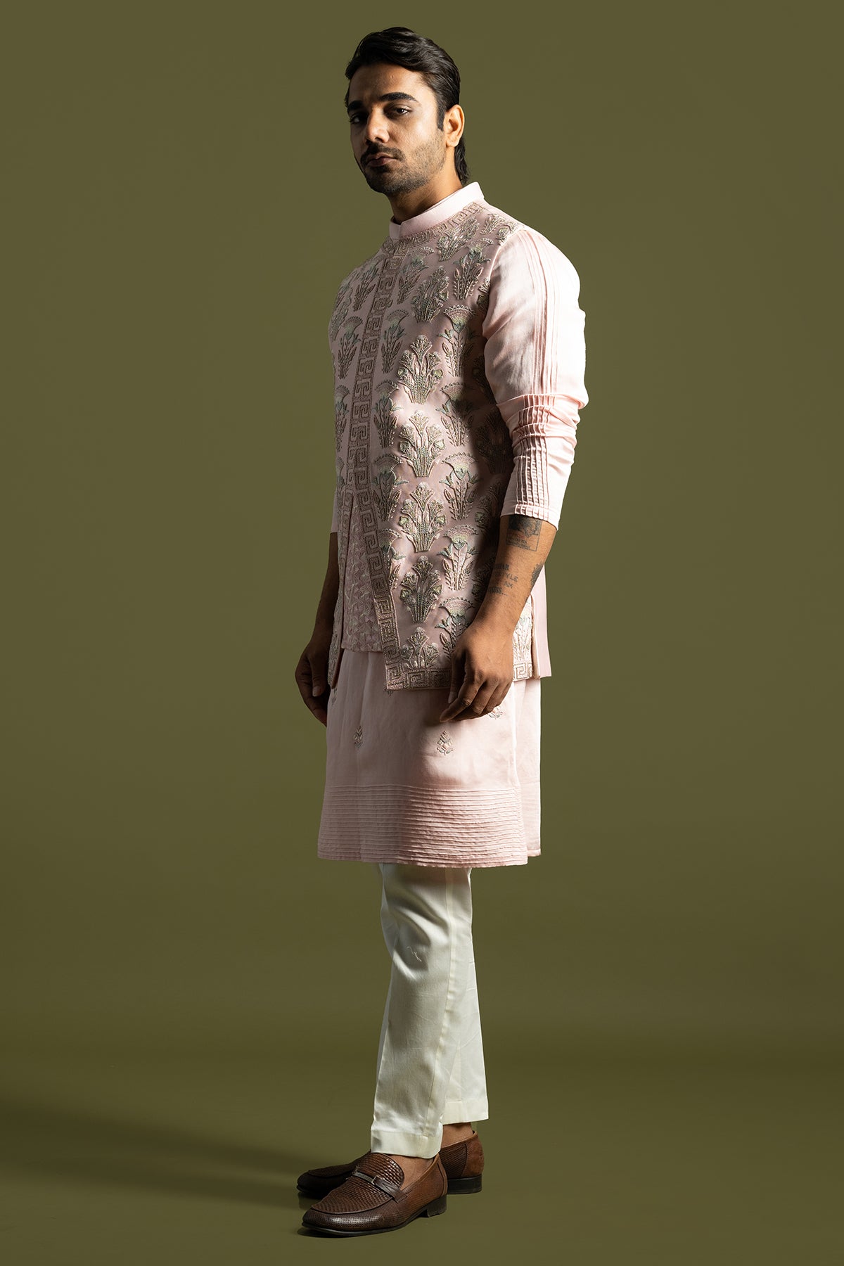 Pink Heavy Chir Work Kurta Set