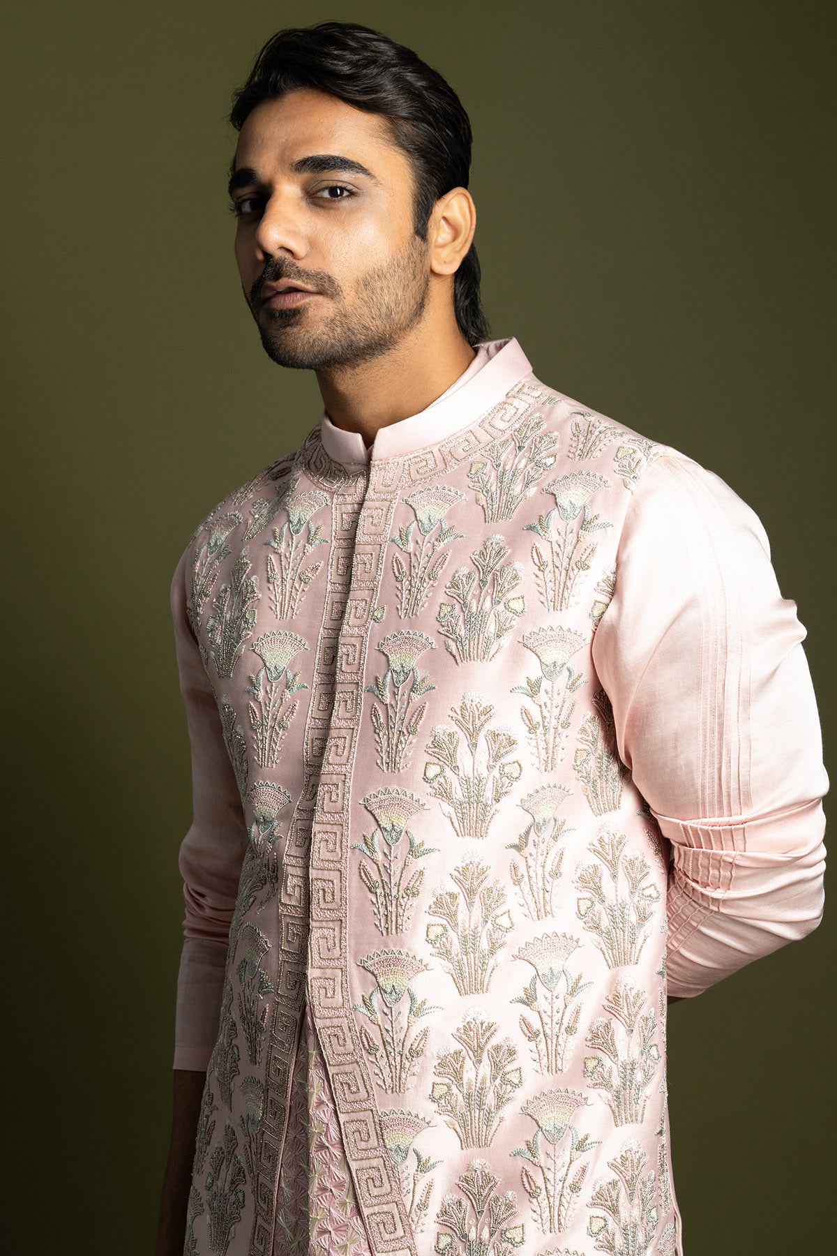 Pink Heavy Chir Work Kurta Set