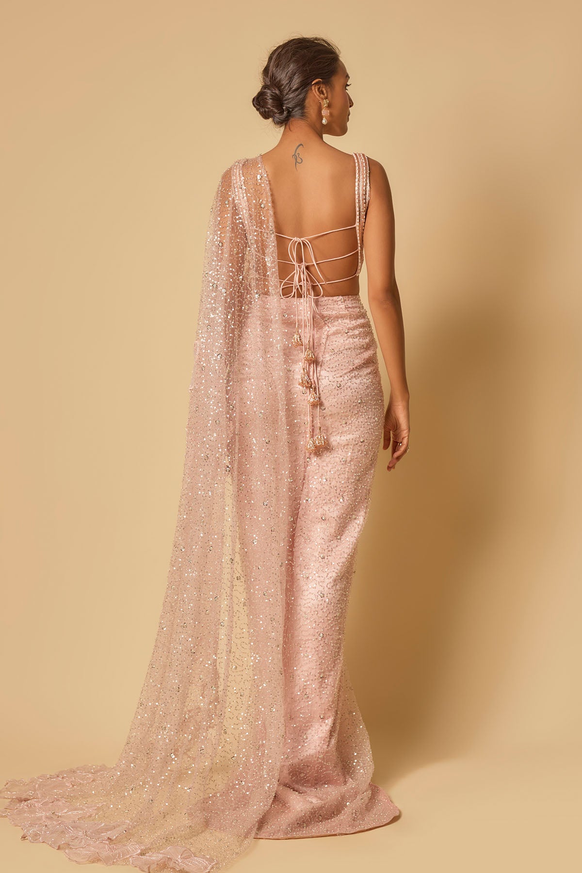 Pink Heavy Embroidered Saree