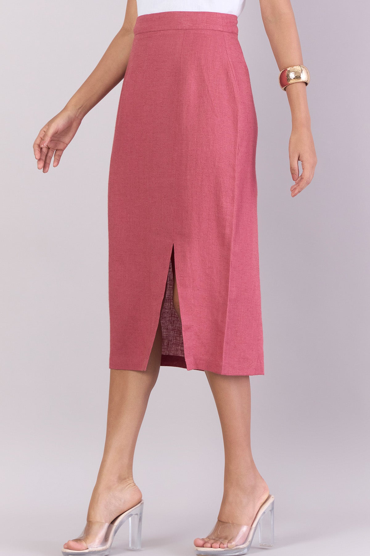 Pink High Waisted A-Line Skirt