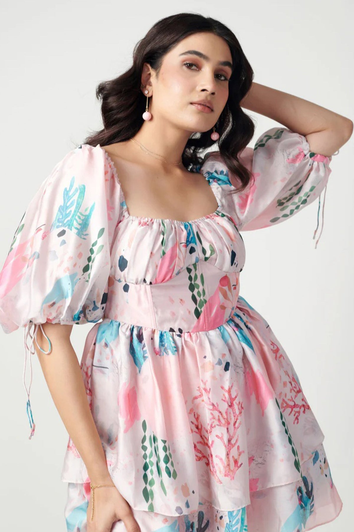 Buy Pink Hue Semi Satin Mini Dress for women online available at ScrollnShops