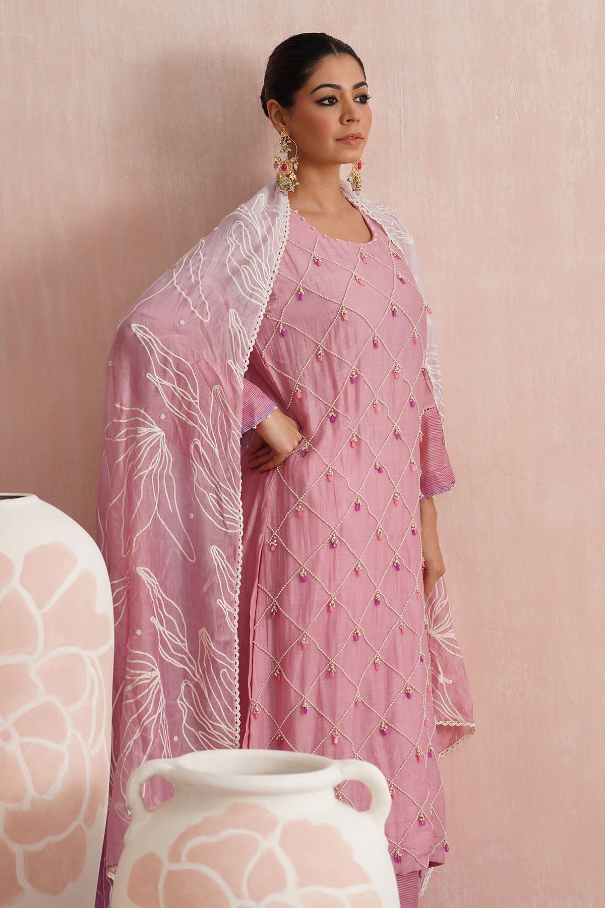 Pink Jewel Embroidered Kurta Set